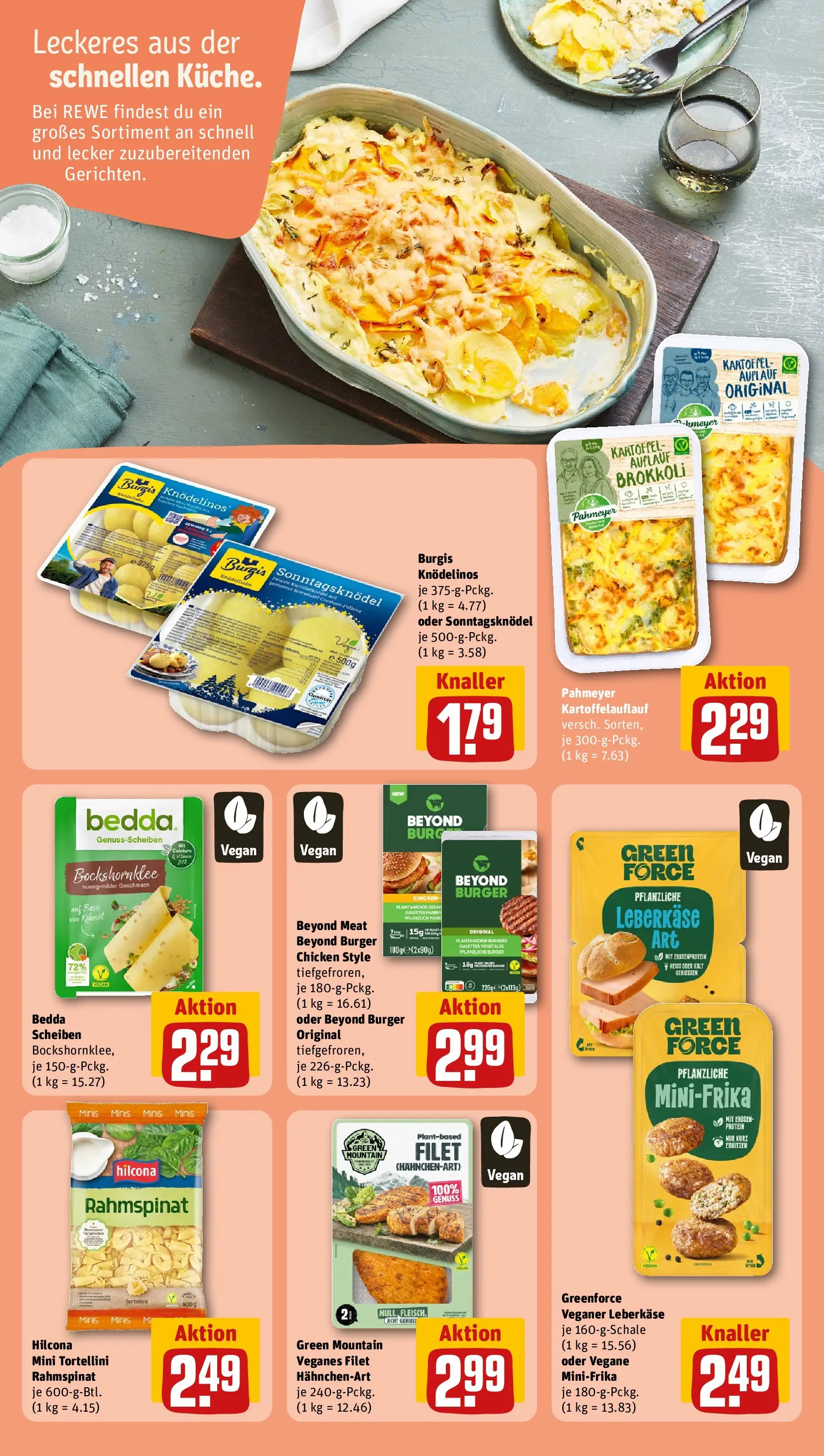 REWE Prospekt ab 22.02.2026 zum Blättern » Angebote | Seite: 15 | Produkte: Burger, Brokkoli, Erbsen, Leberkase