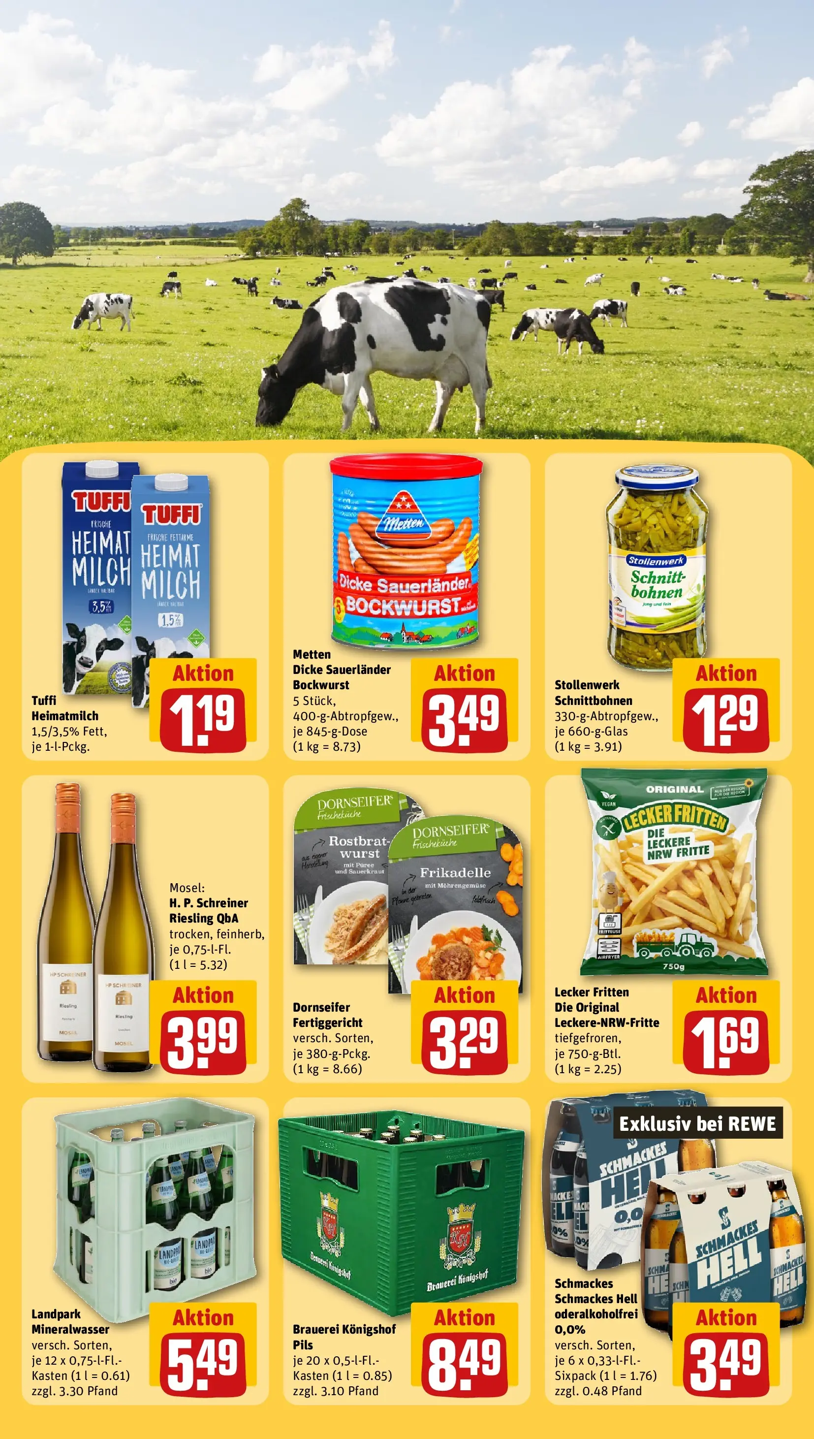 REWE Prospekt ab 22.02.2026 zum Blättern » Angebote | Seite: 25 | Produkte: Bockwurst, Dicke sauerlander bockwurst, Pils, Mineralwasser