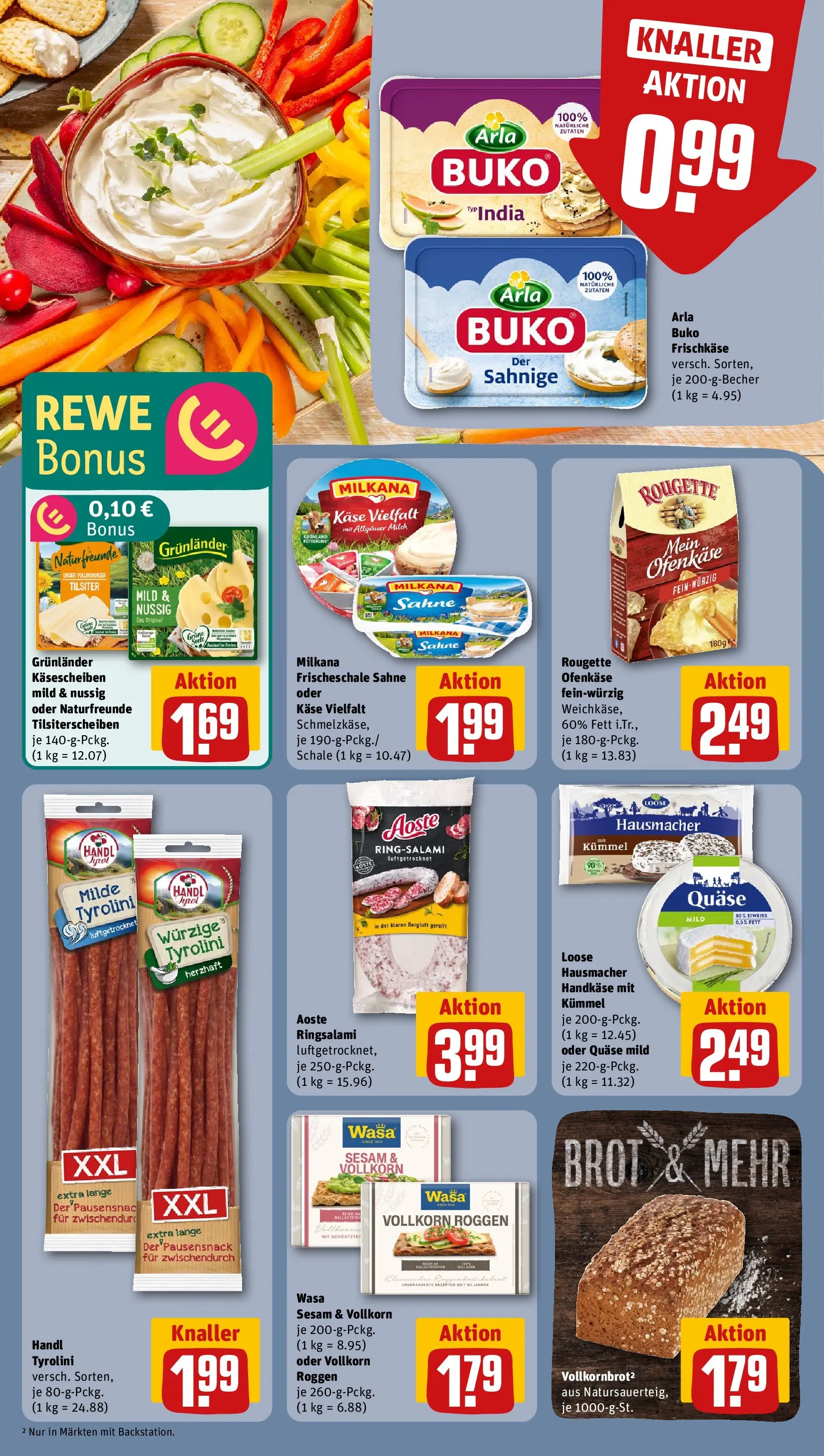 REWE Prospekt ab 22.02.2026 zum Blättern » Angebote | Seite: 14 | Produkte: Käse, Milkana, Brot, Sahne