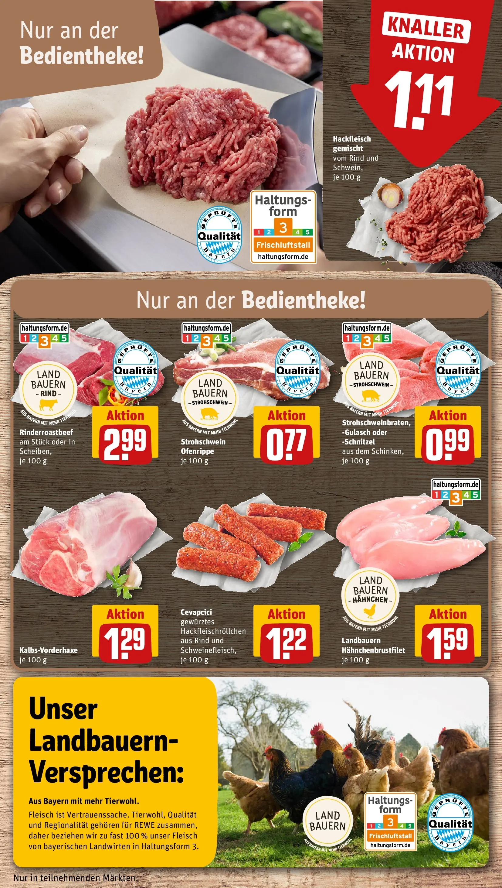 REWE Prospekt ab 22.02.2026 zum Blättern » Angebote | Seite: 10 | Produkte: Hahnchen, Cevapcici, Schnitzel, Gulasch