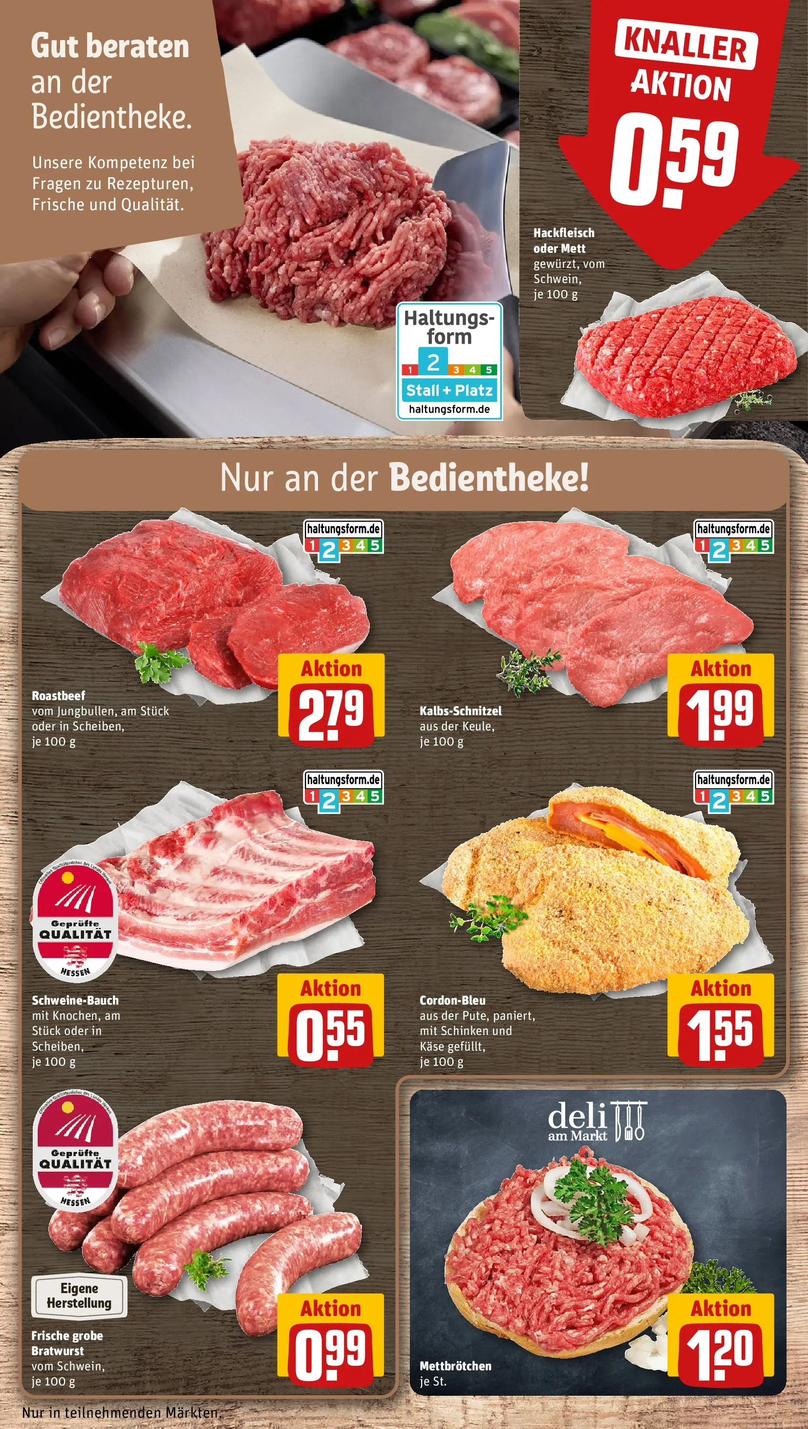 REWE Prospekt ab 22.02.2026 zum Blättern » Angebote | Seite: 10 | Produkte: Bratwurst, Roastbeef, Schinken, Hackfleisch