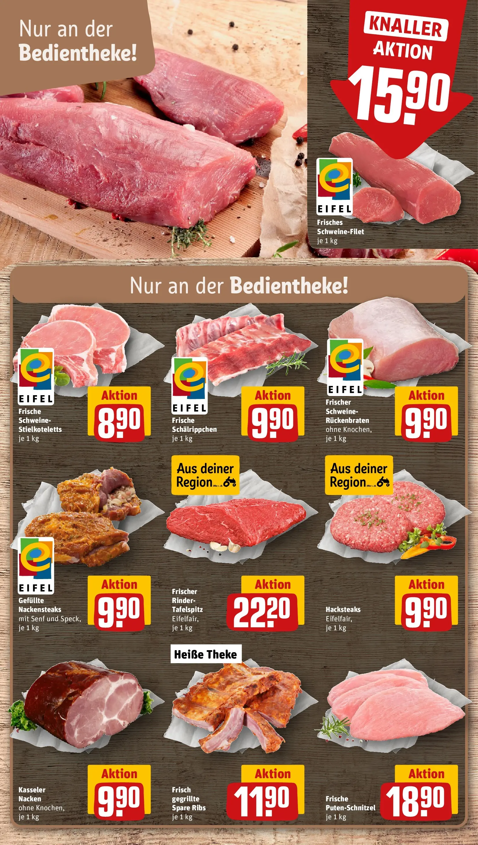 REWE Prospekt ab 22.02.2026 zum Blättern » Angebote | Seite: 8 | Produkte: Theke, Schnitzel, Schweinefilet, Kasseler nacken