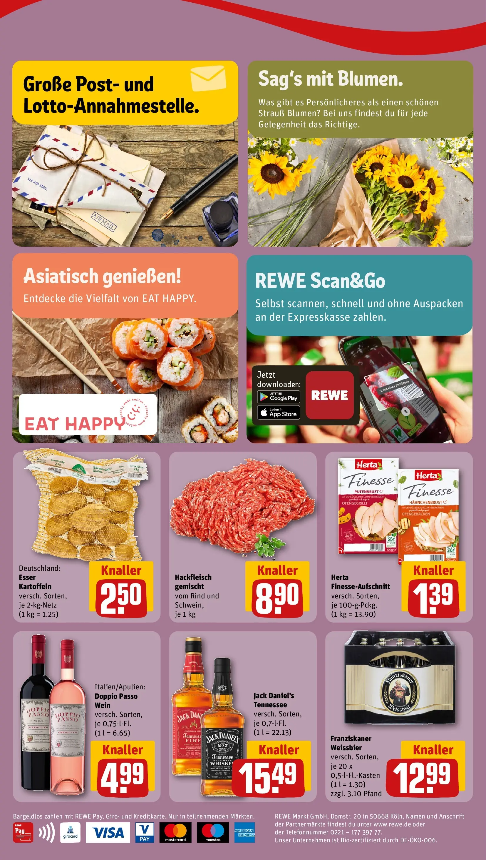 REWE Prospekt ab 22.02.2026 zum Blättern » Angebote | Seite: 2 | Produkte: Blumen, Jack Daniel's, Herta finesse, Hahnchenbrust