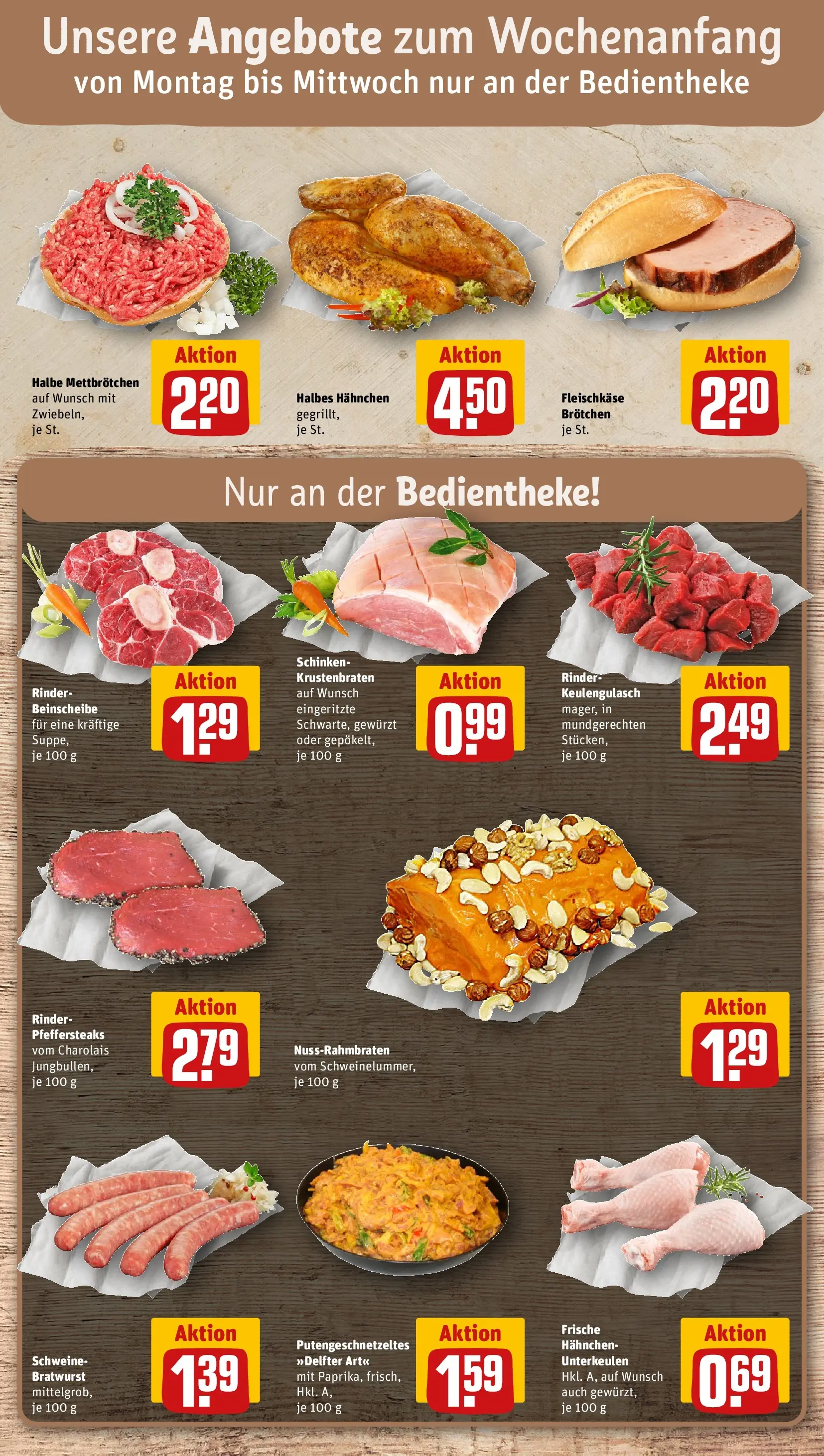 REWE Prospekt ab 22.02.2026 zum Blättern » Angebote | Seite: 8 | Produkte: Hahnchen, Krustenbraten, Schinken, Steak
