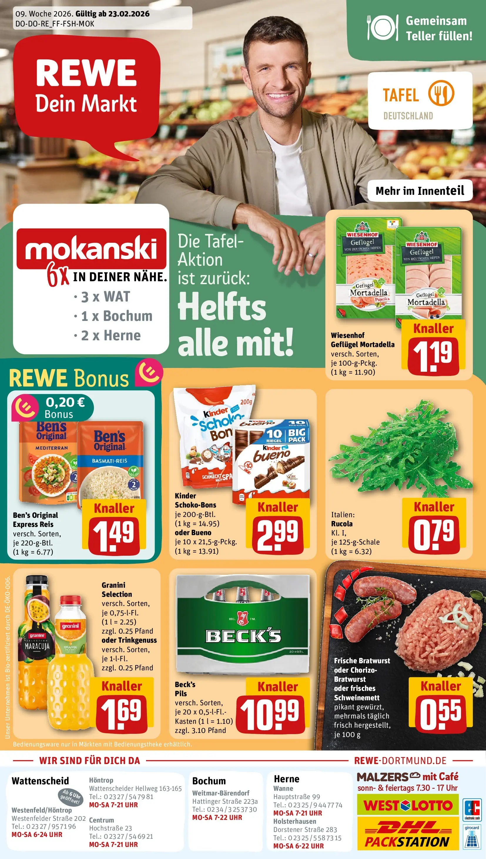 REWE Prospekt ab 22.02.2026 zum Blättern » Angebote | Seite: 3 | Produkte: Paprika, Granini, Reis, Uhr