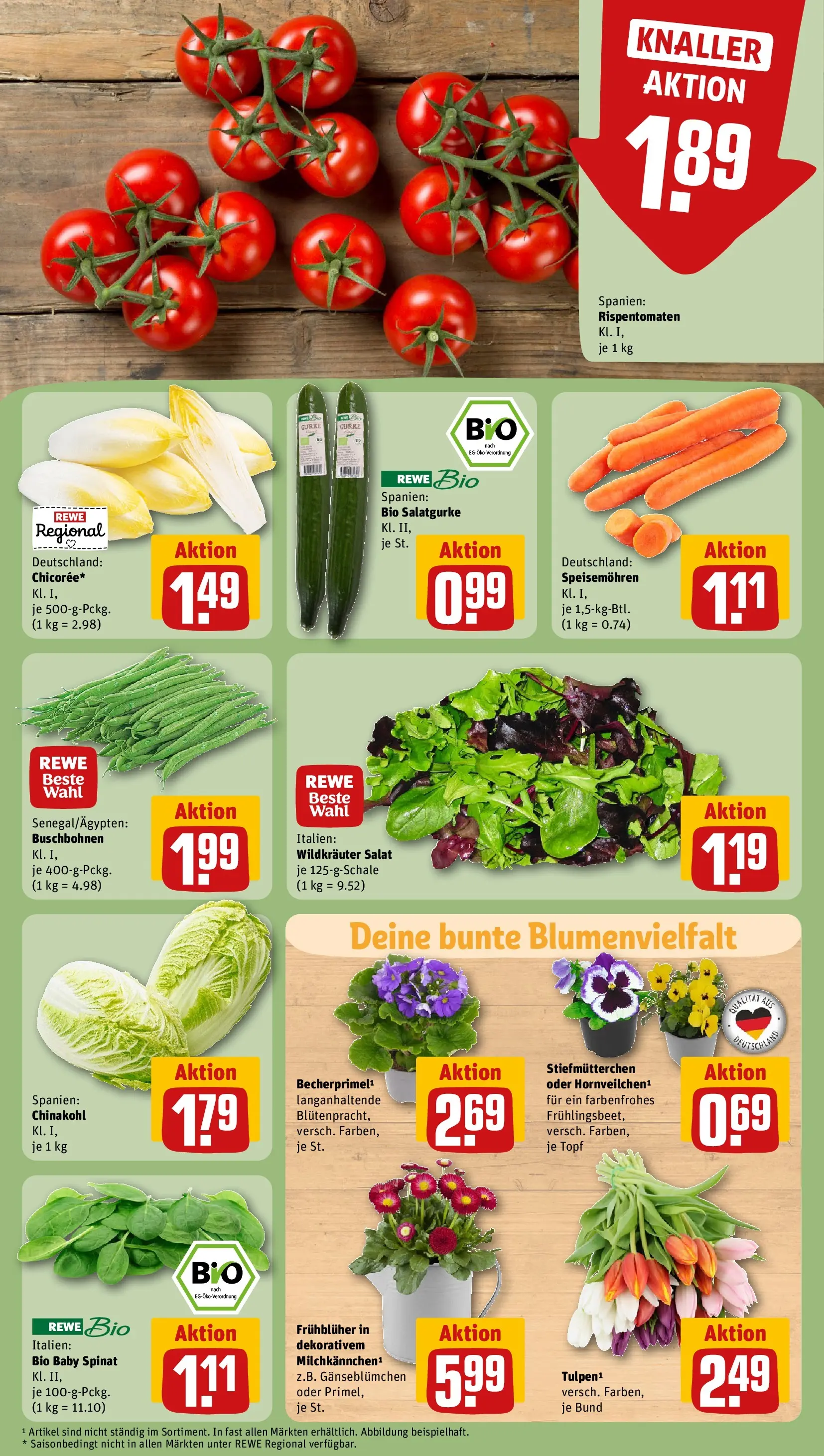 REWE Prospekt ab 22.02.2026 zum Blättern » Angebote | Seite: 7 | Produkte: Stiefmutterchen, Chinakohl, Salat