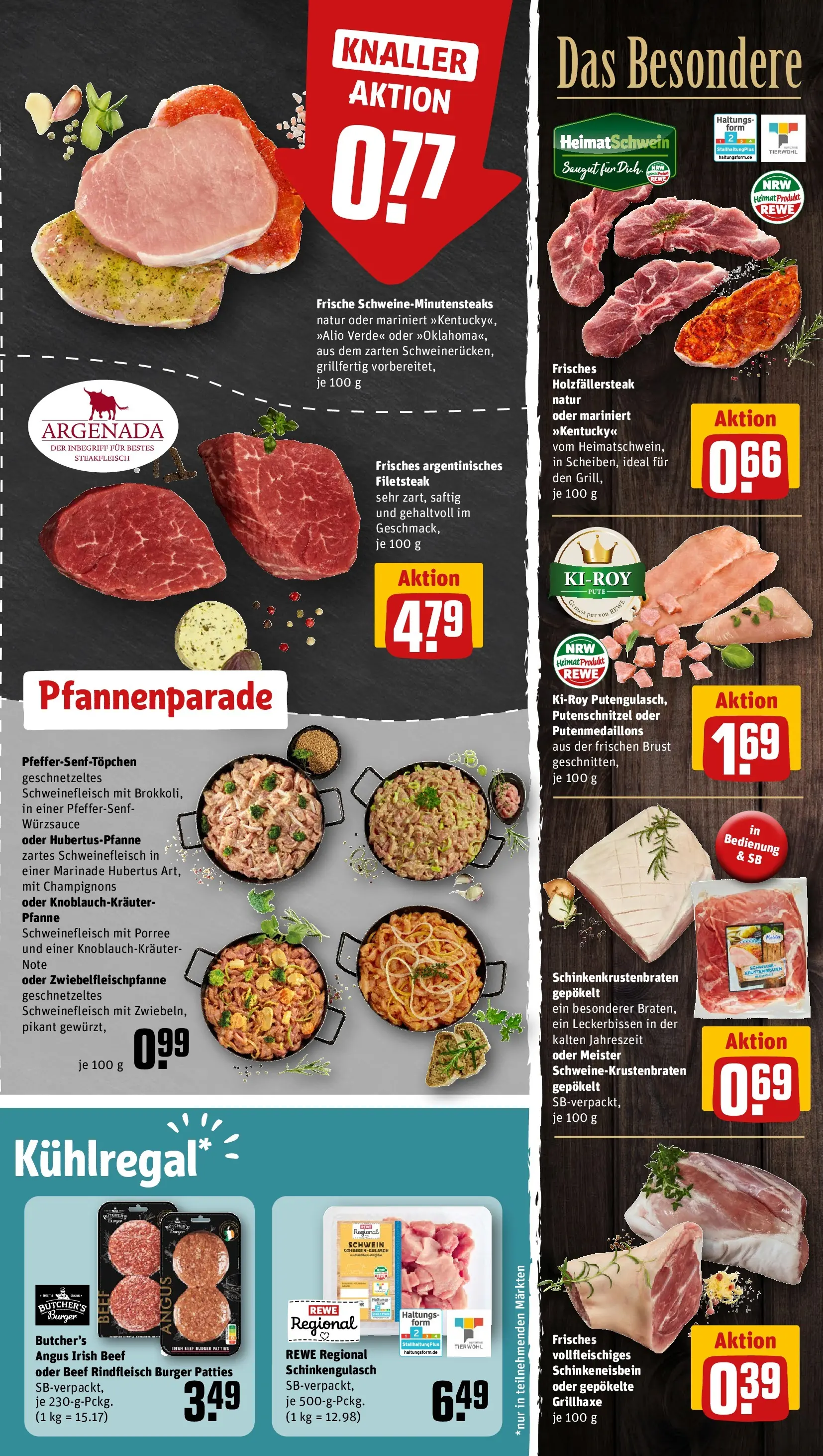 REWE Prospekt ab 22.02.2026 zum Blättern » Angebote | Seite: 9 | Produkte: Grill, Gulasch, Putenschnitzel, Steak