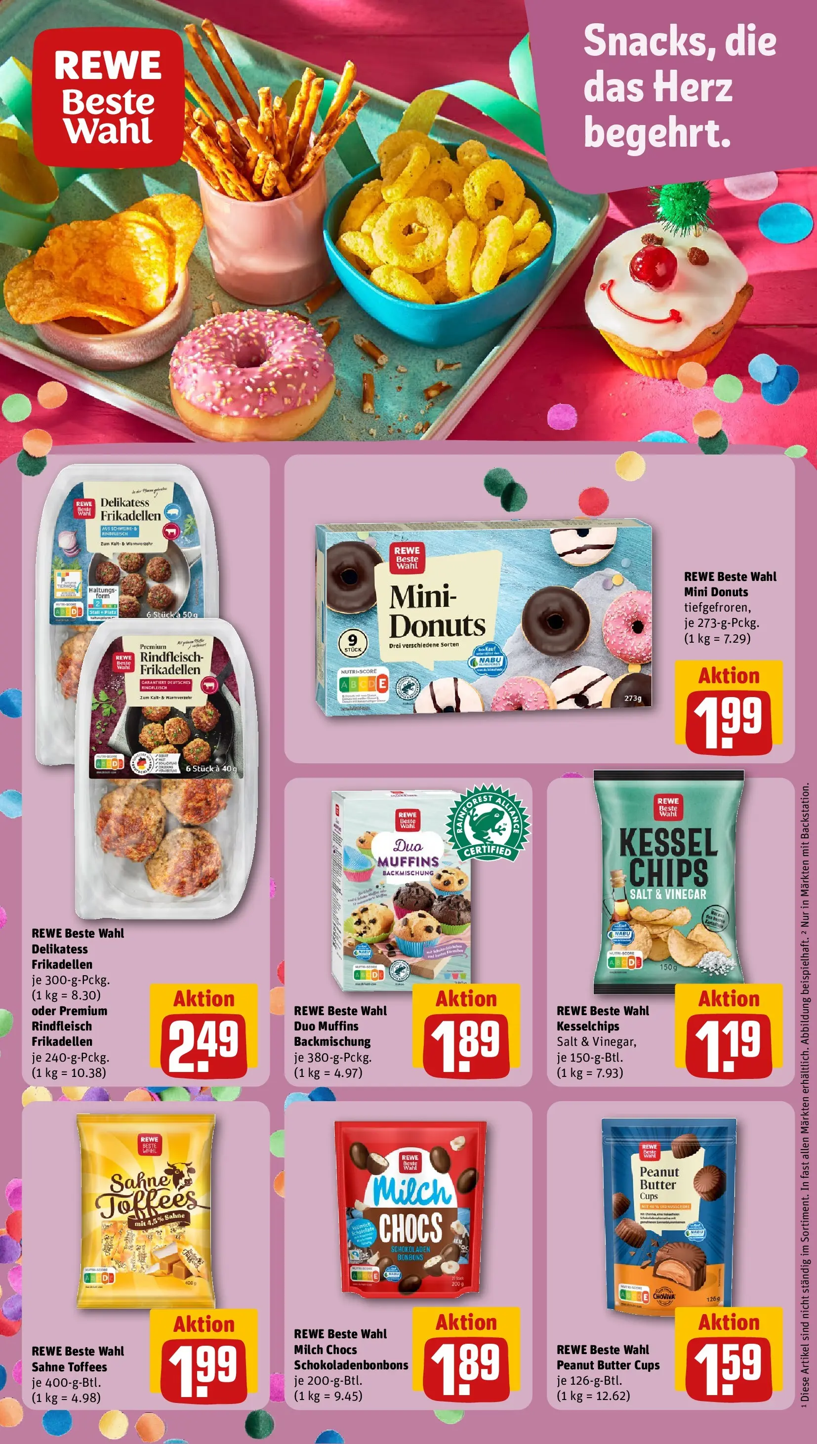 REWE Prospekt ab 22.02.2026 zum Blättern » Angebote | Seite: 15 | Produkte: Milch, Butter, Donuts, Chips