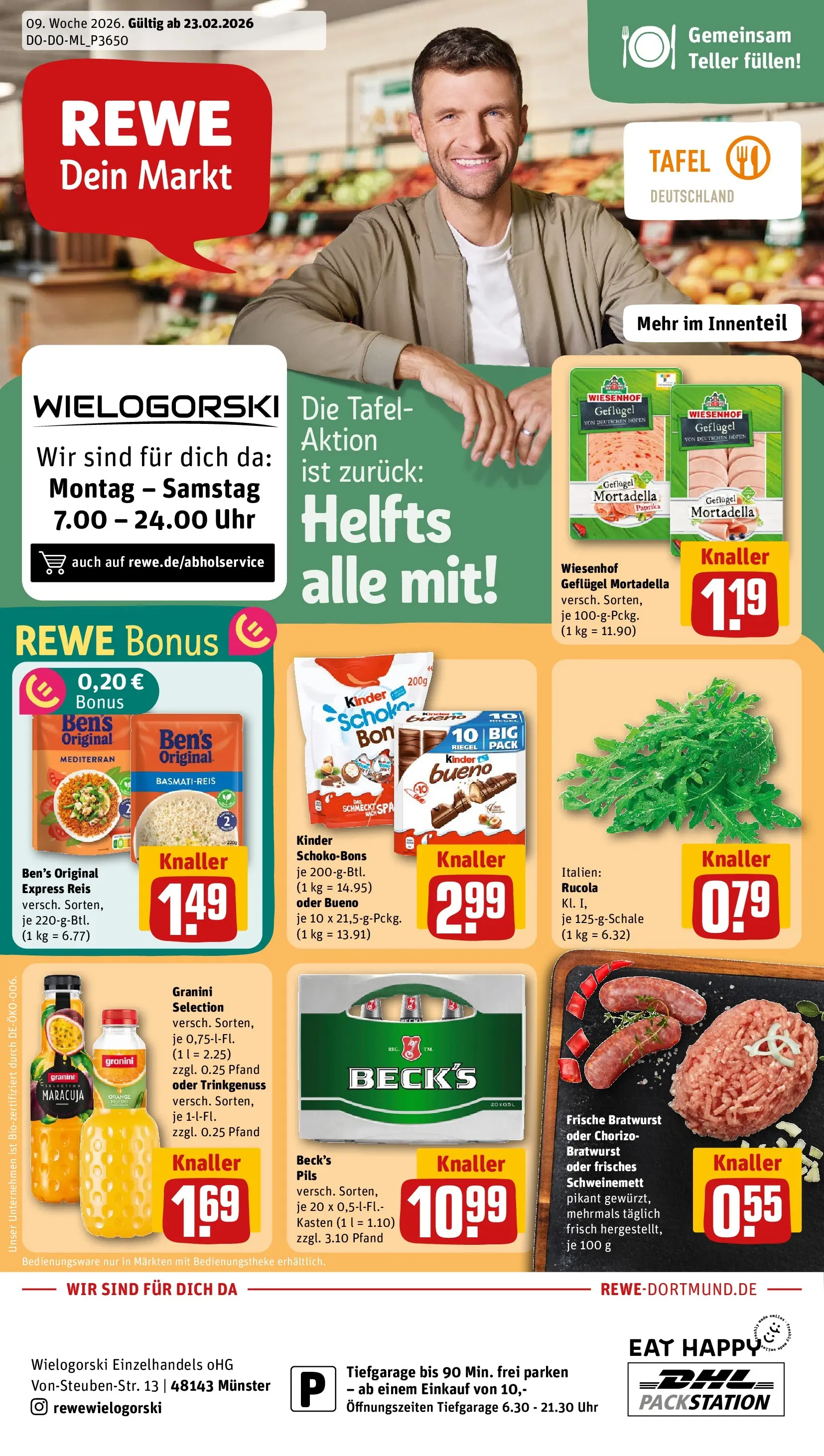 REWE Prospekt ab 22.02.2026 zum Blättern » Angebote | Seite: 1 | Produkte: Basmatireis, Paprika, Reis, Uhr