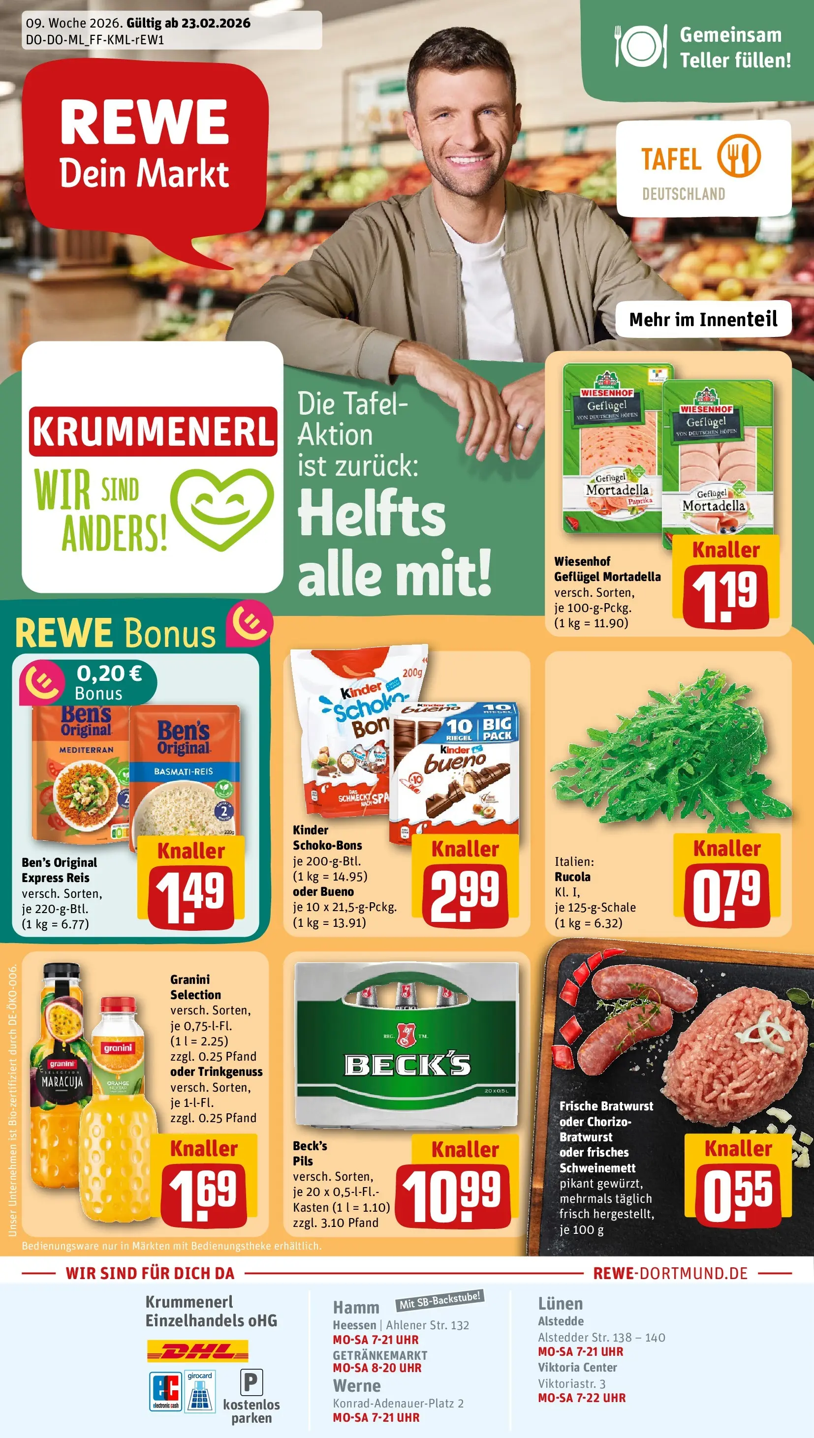 REWE Prospekt ab 22.02.2026 zum Blättern » Angebote | Seite: 1 | Produkte: Paprika, Granini, Reis, Uhr