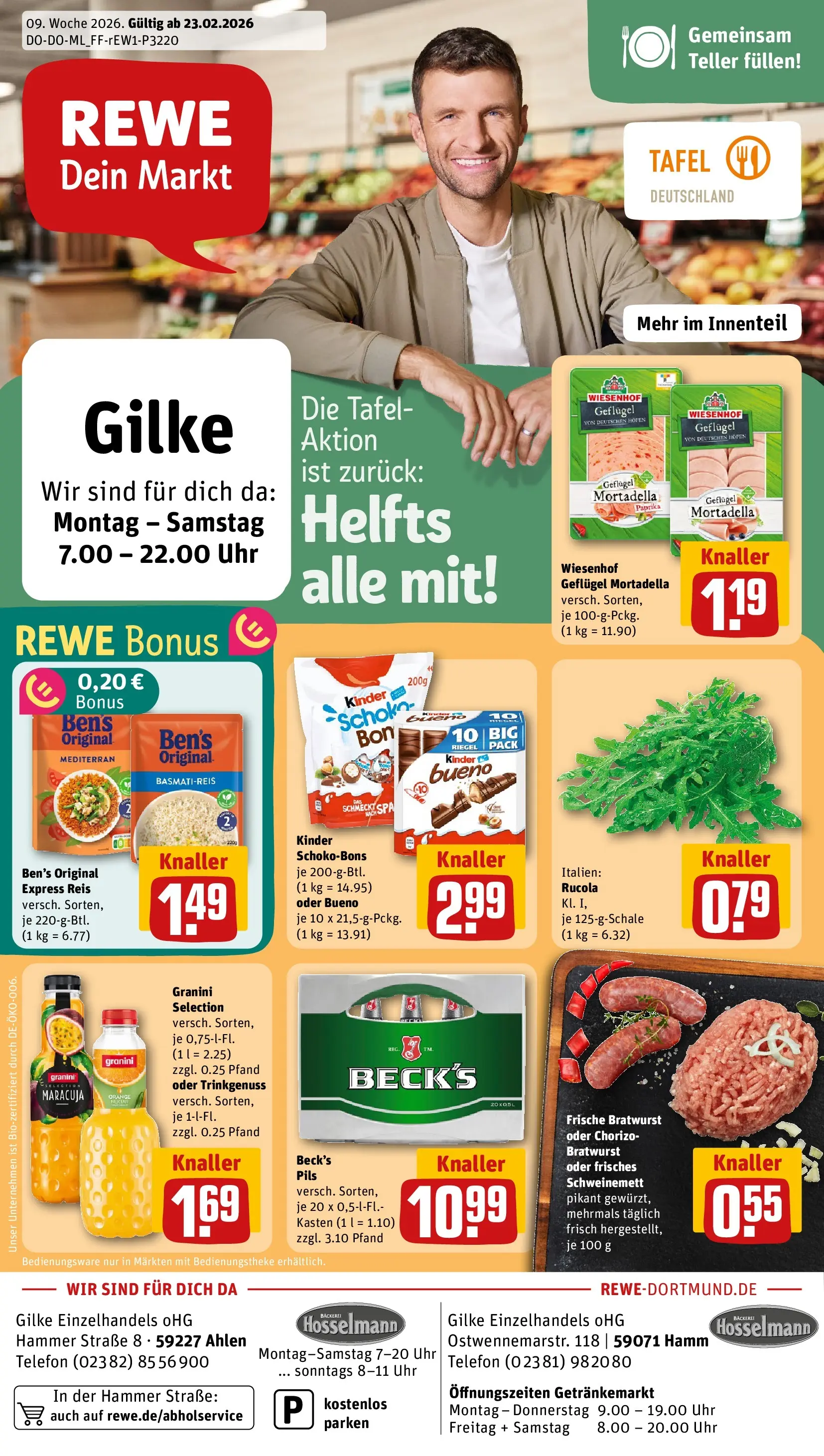 REWE Prospekt ab 22.02.2026 zum Blättern » Angebote | Seite: 1 | Produkte: Basmatireis, Pils, Granini, Reis