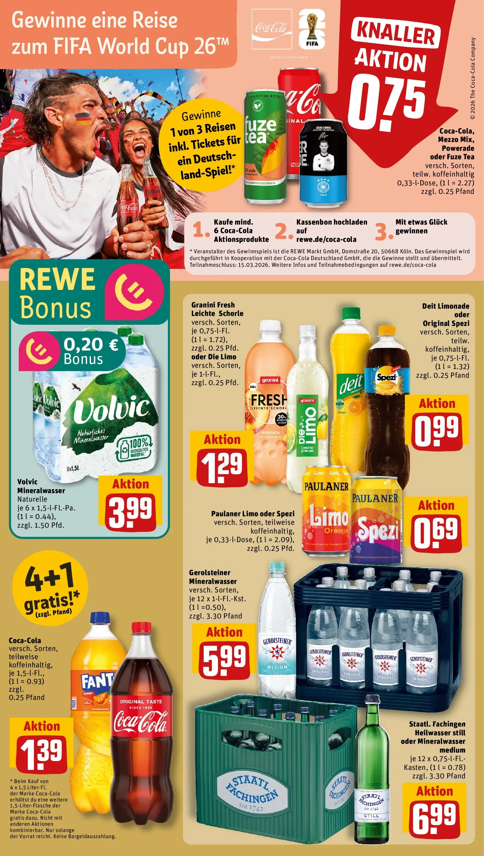 REWE Prospekt ab 22.02.2026 zum Blättern » Angebote | Seite: 18 | Produkte: Coca cola, Limonade, Pfirsich, Volvic