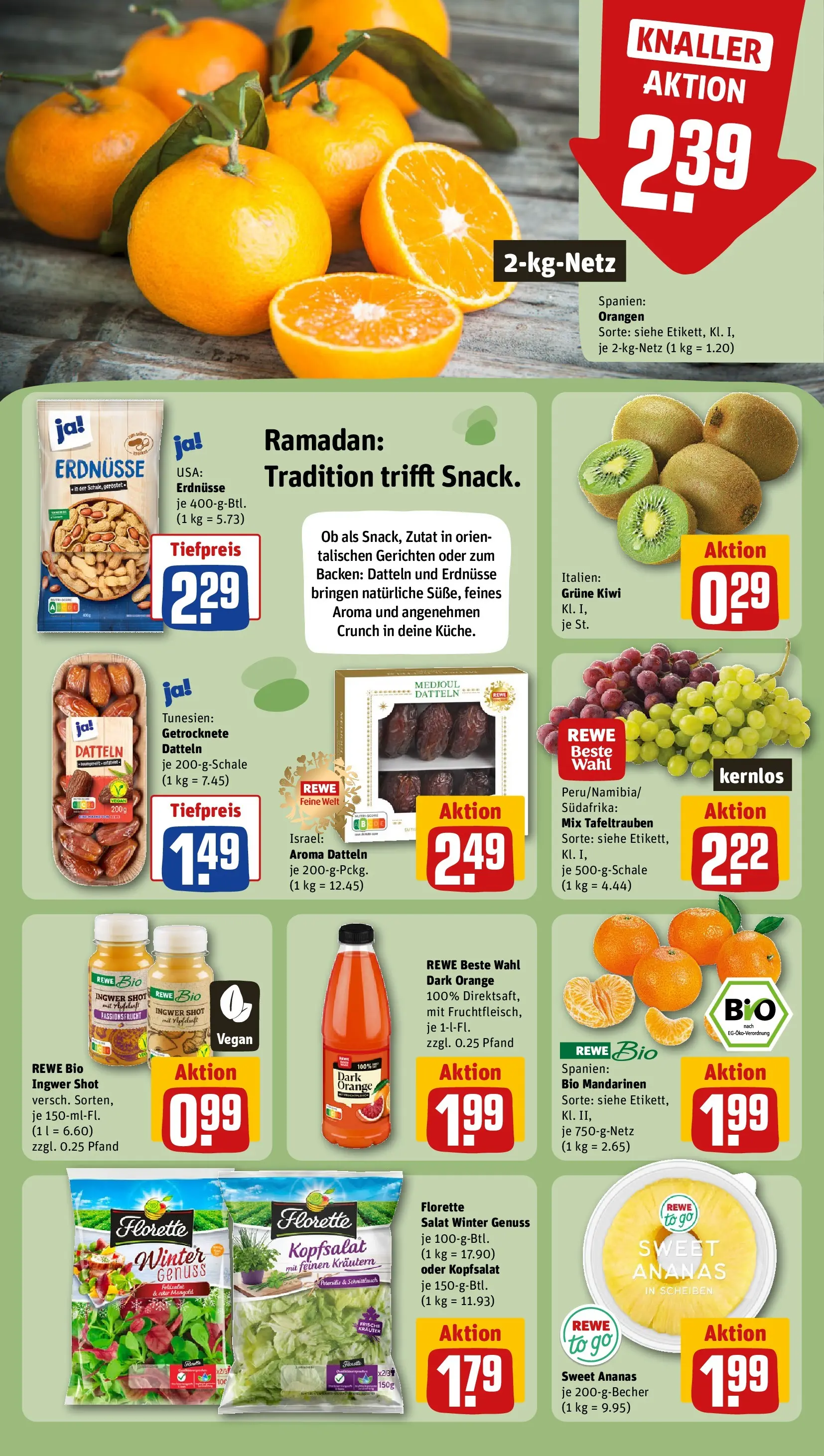 REWE Prospekt ab 22.02.2026 zum Blättern » Angebote | Seite: 6 | Produkte: Erdnüsse, Mandarinen, Ananas, Petersilie