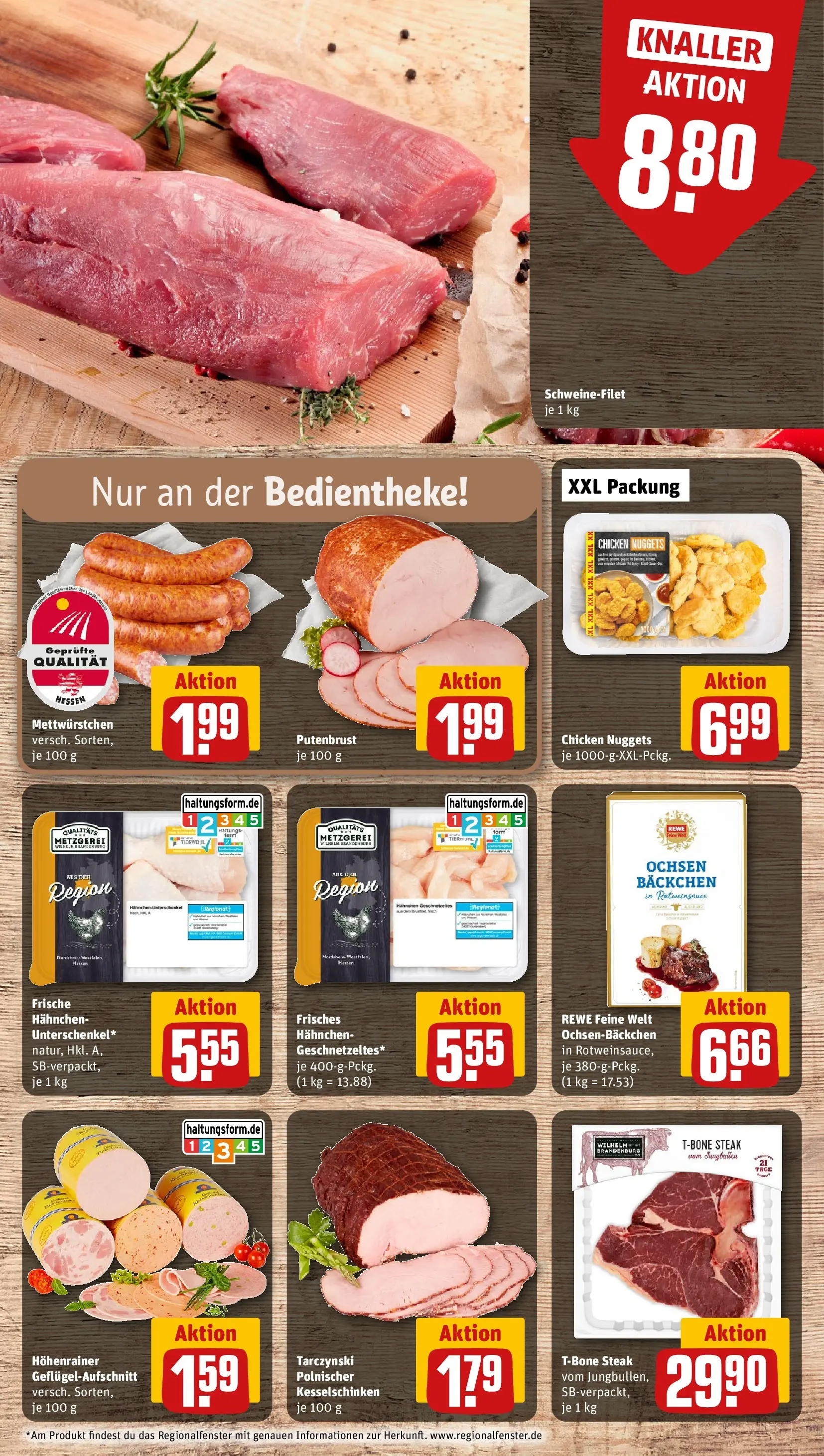 REWE Prospekt ab 22.02.2026 zum Blättern » Angebote | Seite: 8 | Produkte: Hahnchen, Schweinefilet, Steak
