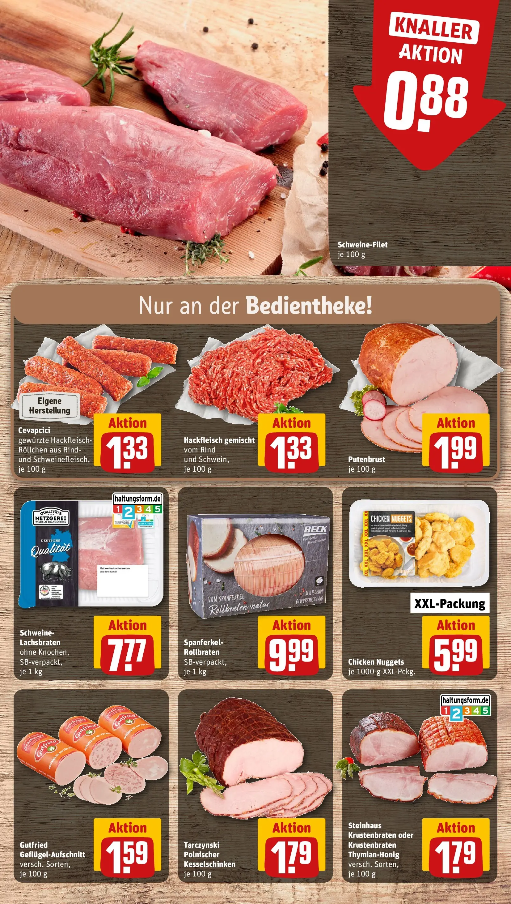 REWE Prospekt ab 22.02.2026 zum Blättern » Angebote | Seite: 8 | Produkte: Cevapcici, Krustenbraten, Schweinefilet, Hackfleisch