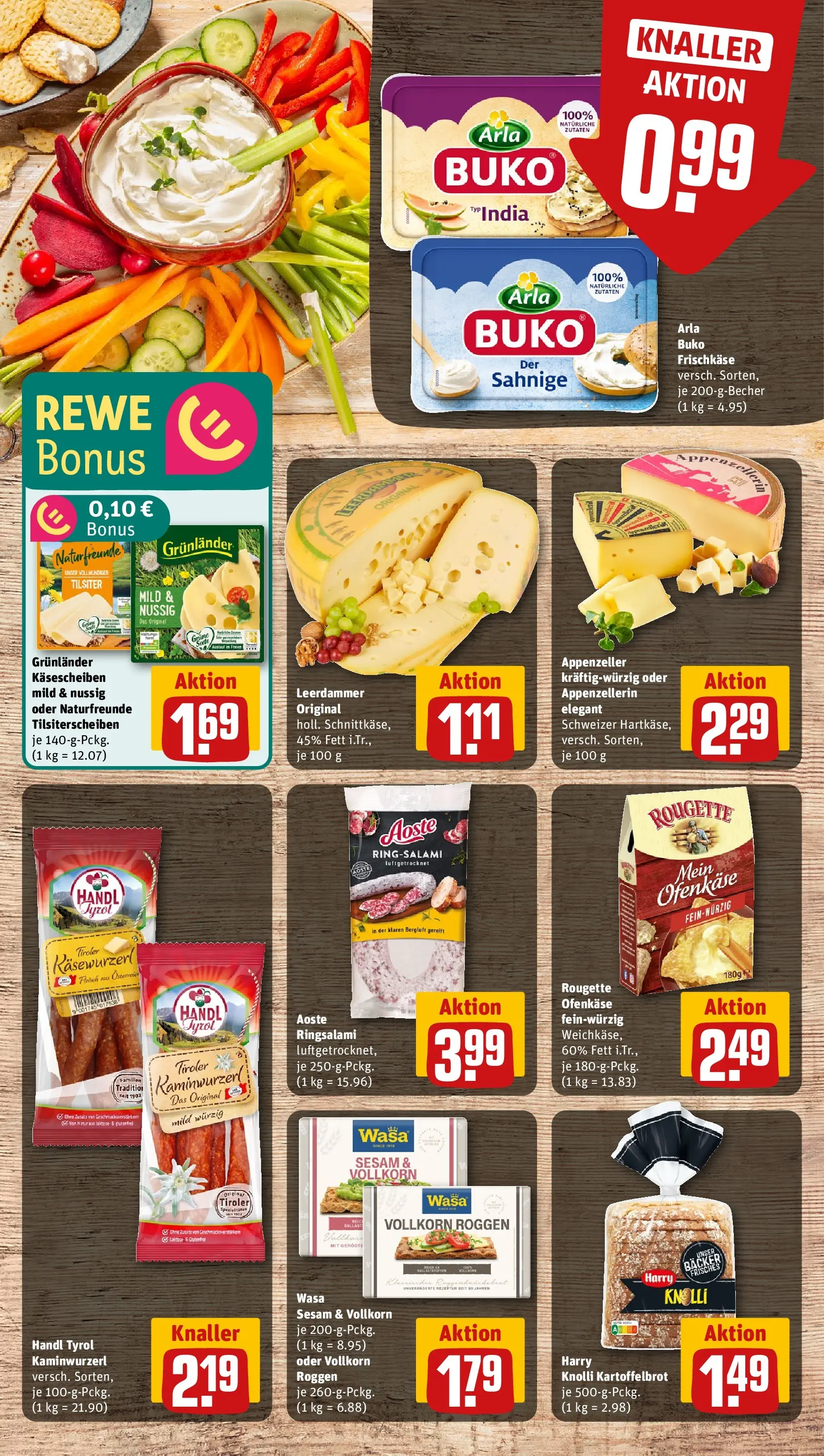 REWE Prospekt ab 22.02.2026 zum Blättern » Angebote | Seite: 9 | Produkte: Rougette ofenkase, Grunlander, Arla buko, Frischkase