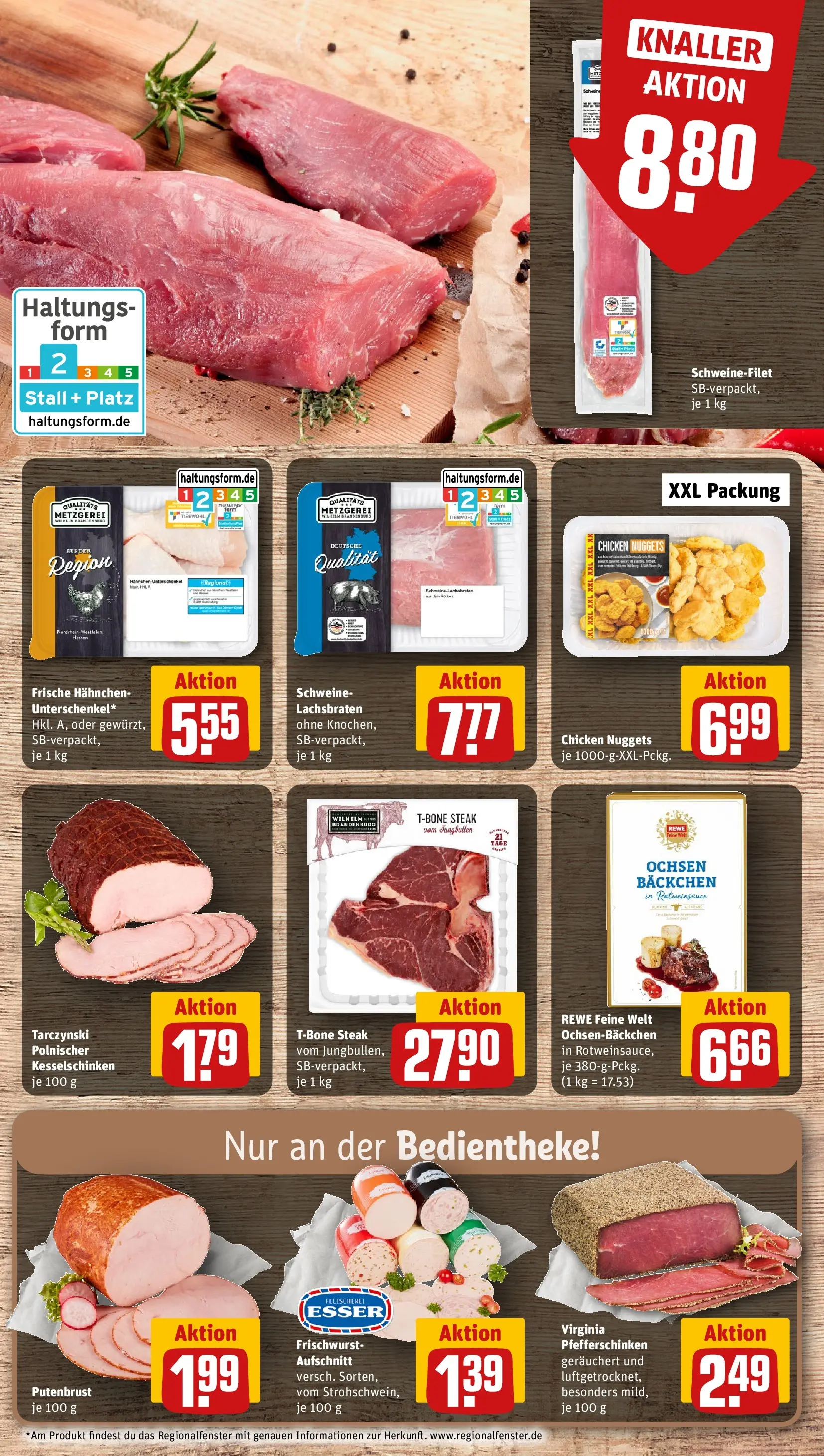 REWE Prospekt ab 22.02.2026 zum Blättern » Angebote | Seite: 8 | Produkte: Hahnchen, Schweinefilet, Steak