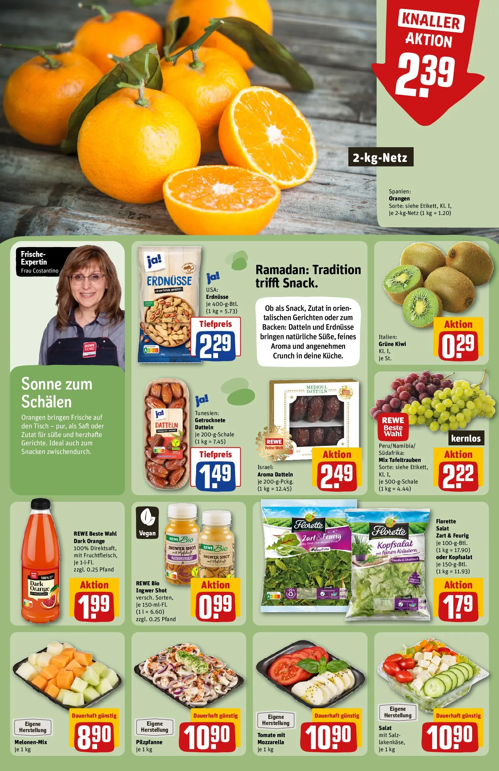 REWE Prospekt ab 22.02.2026 zum Blättern » Angebote | Seite: 6 | Produkte: Erdnüsse, Feta, Mozzarella, Salat