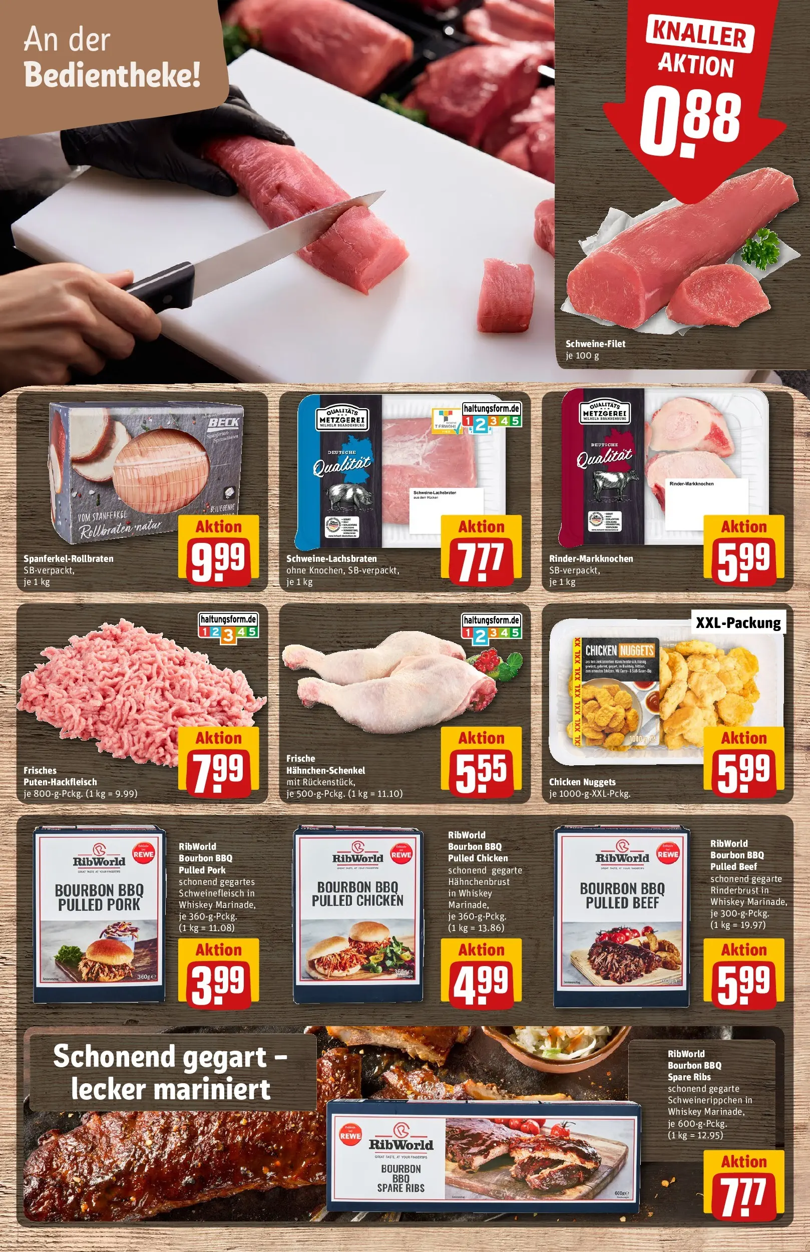 REWE Prospekt ab 22.02.2026 zum Blättern » Angebote | Seite: 8 | Produkte: Spare ribs, Schweinefleisch, Whiskey, Hahnchenbrust