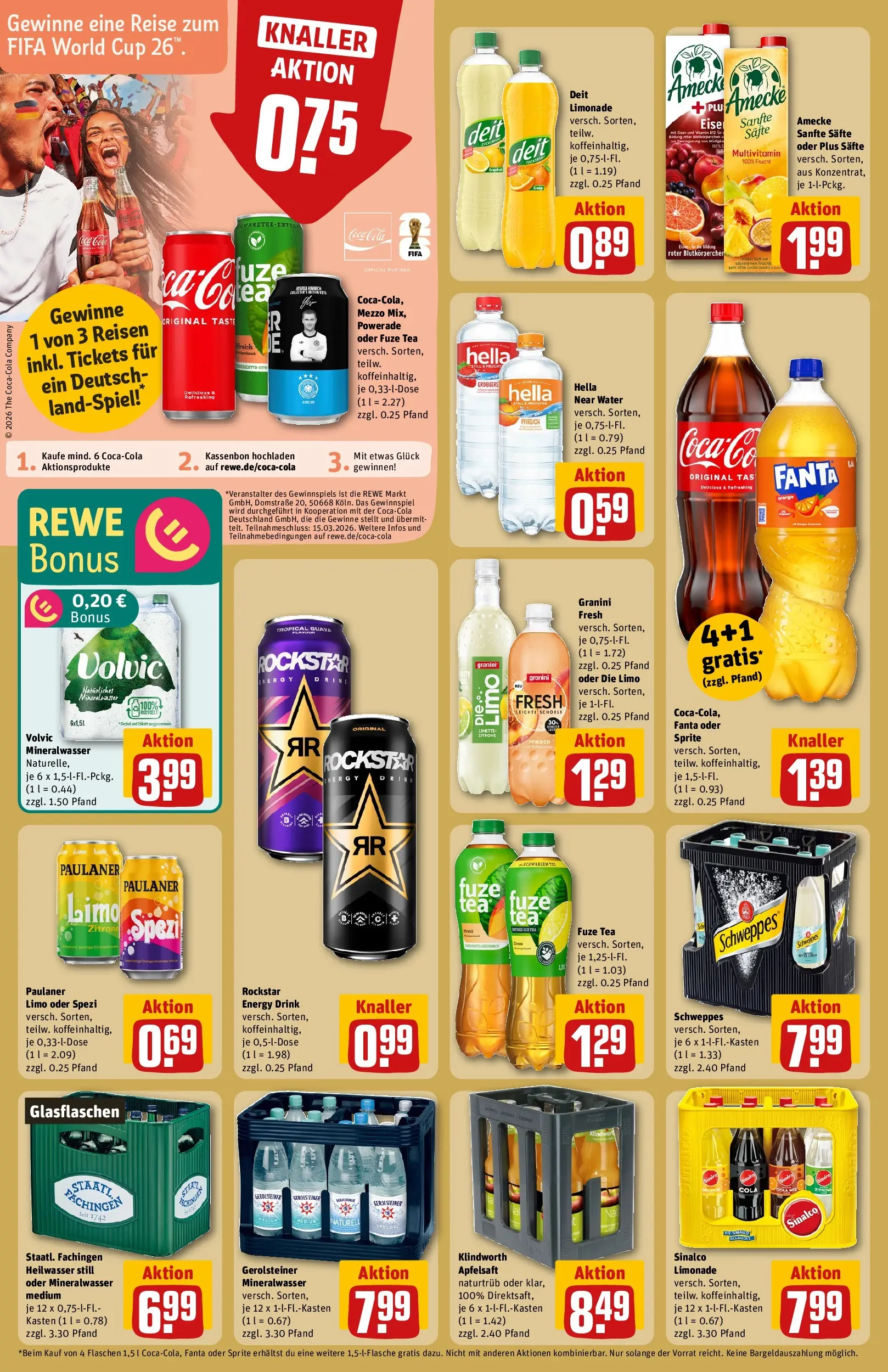 REWE Prospekt ab 22.02.2026 zum Blättern » Angebote | Seite: 26 | Produkte: Sinalco, Limonade, Pfirsich, Gerolsteiner