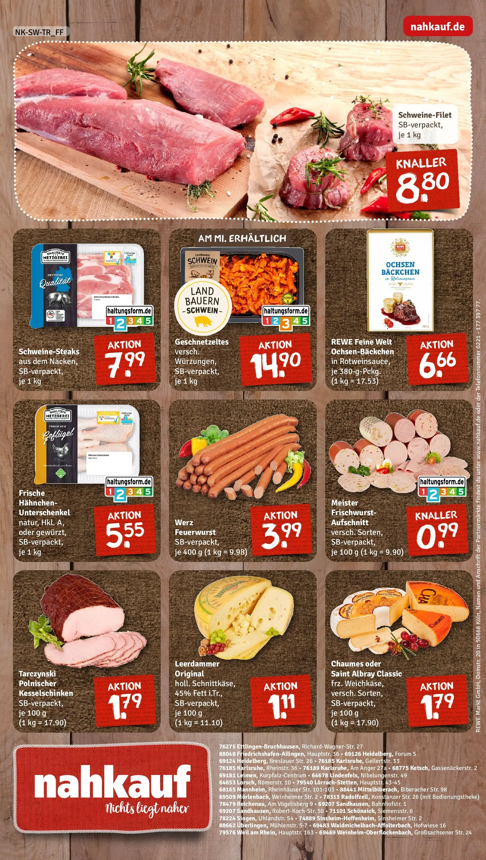 REWE Prospekt ab 22.02.2026 zum Blättern » Angebote | Seite: 8 | Produkte: Hahnchen, Leerdammer, Schweinefilet