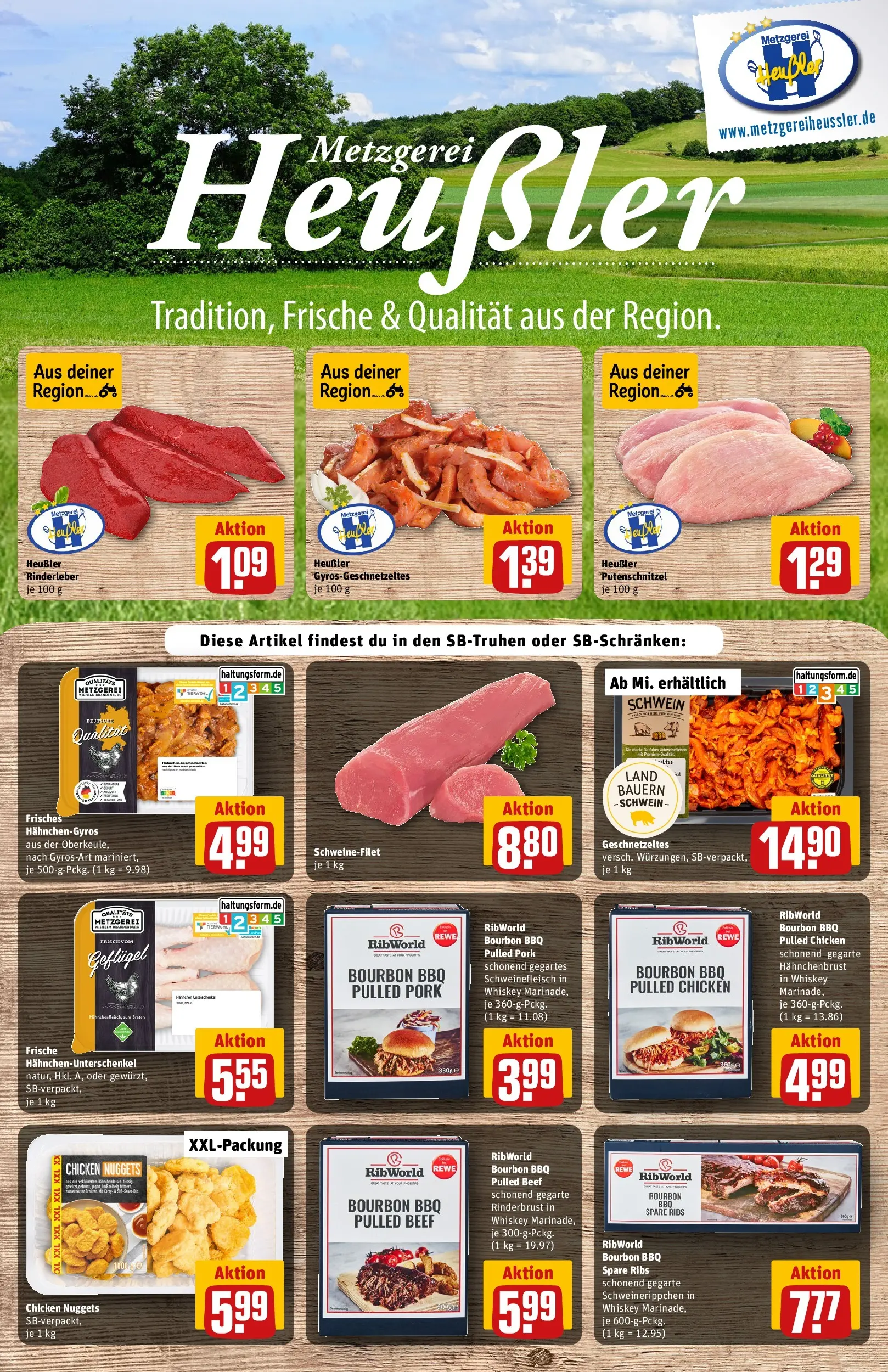 REWE Prospekt ab 22.02.2026 zum Blättern » Angebote | Seite: 9 | Produkte: Spare ribs, Schweinefilet, Bourbon, Hahnchenbrust