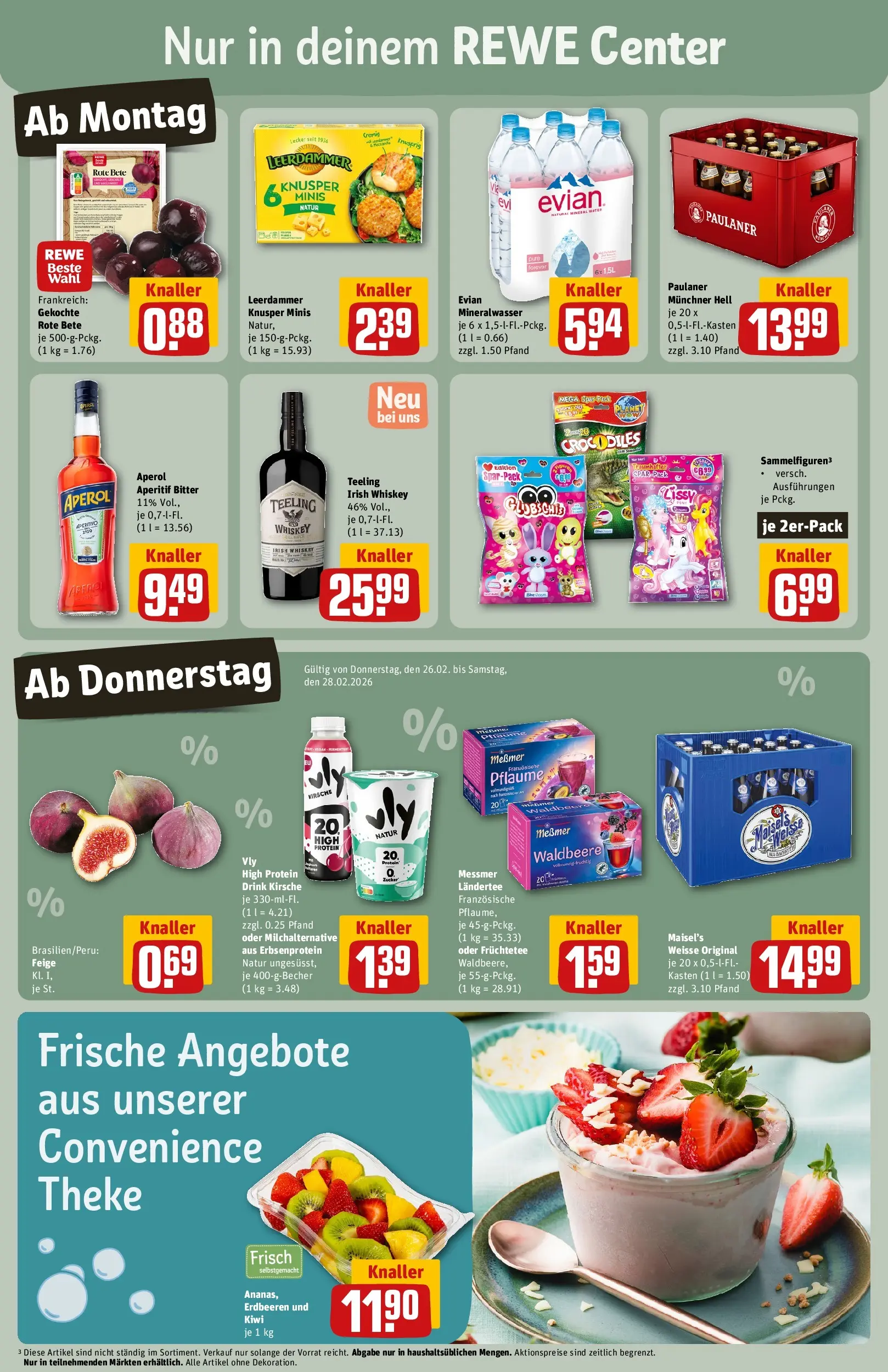 REWE Prospekt ab 22.02.2026 zum Blättern » Angebote | Seite: 3 | Produkte: Mineralwasser, Leerdammer, Aperol, Whiskey