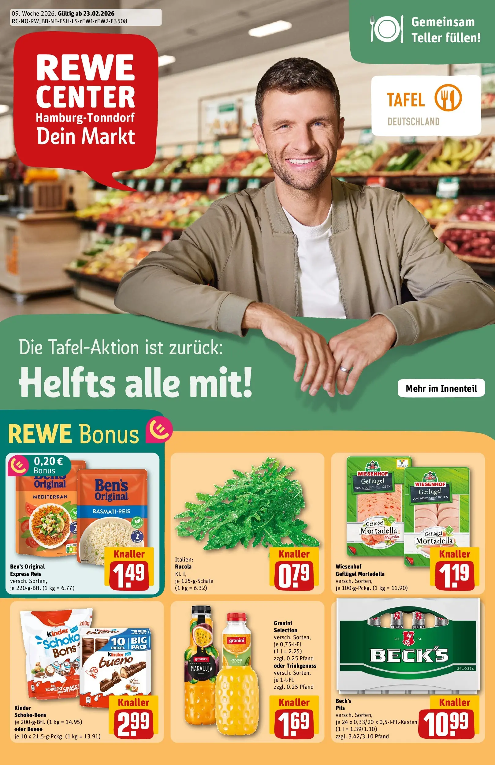 REWE Prospekt ab 22.02.2026 zum Blättern » Angebote | Seite: 1 | Produkte: Basmatireis, Pils, Paprika, Granini