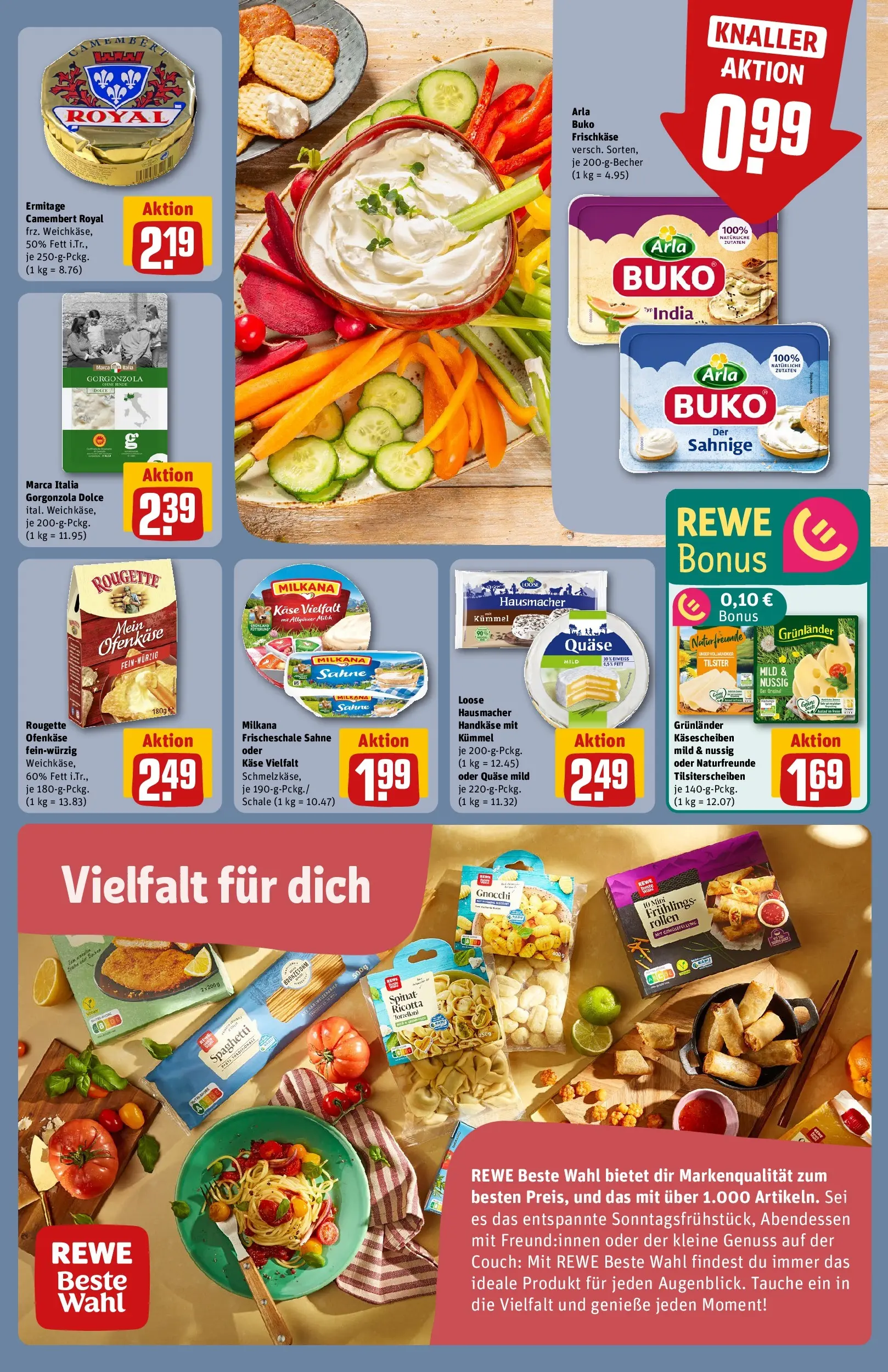 REWE Prospekt ab 22.02.2026 zum Blättern » Angebote | Seite: 13 | Produkte: Käse, Couch, Milkana, Rougette ofenkase