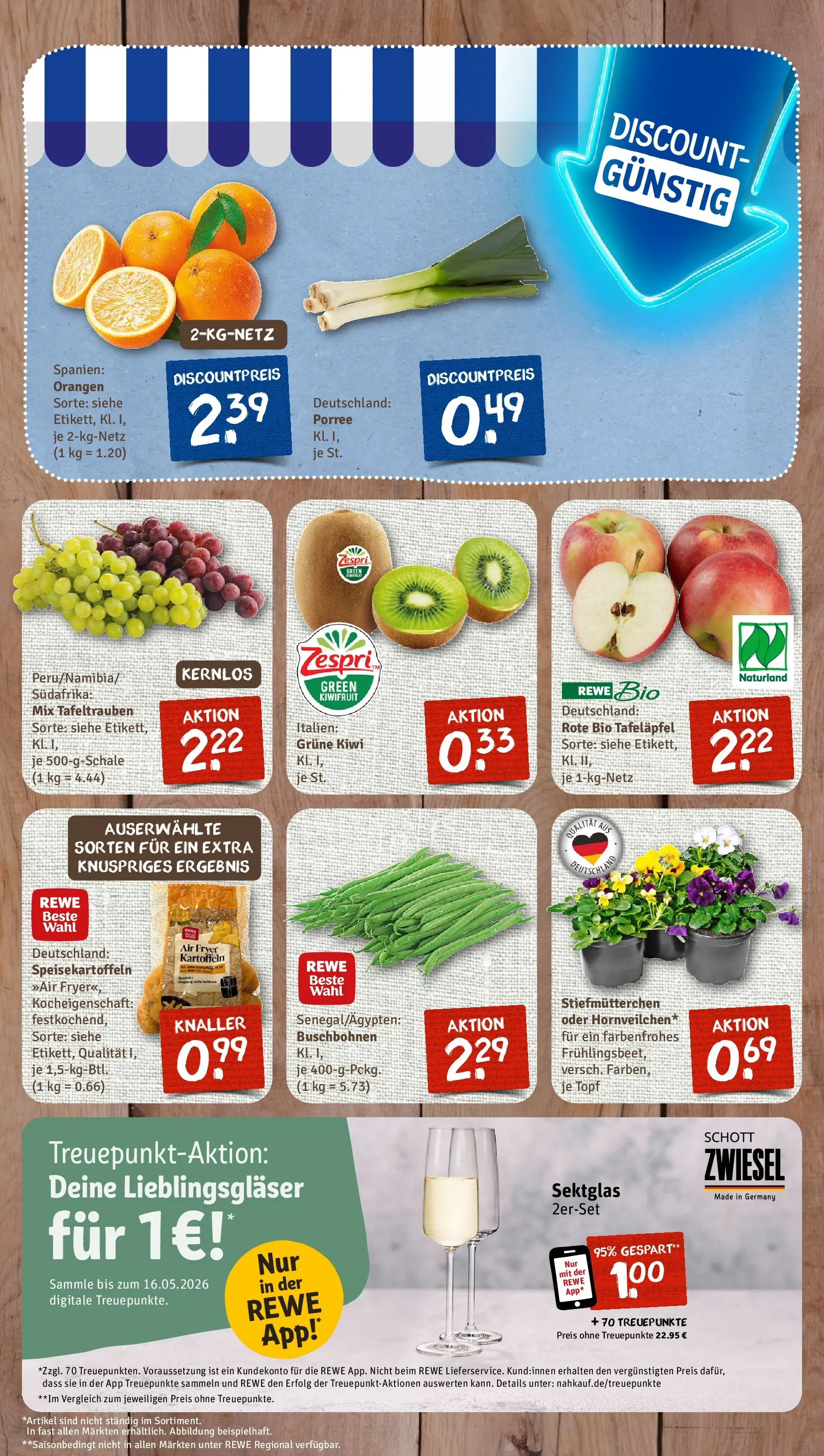 REWE Prospekt ab 22.02.2026 zum Blättern » Angebote | Seite: 3 | Produkte: Stiefmutterchen, Orangen, Kartoffeln, Kiwi