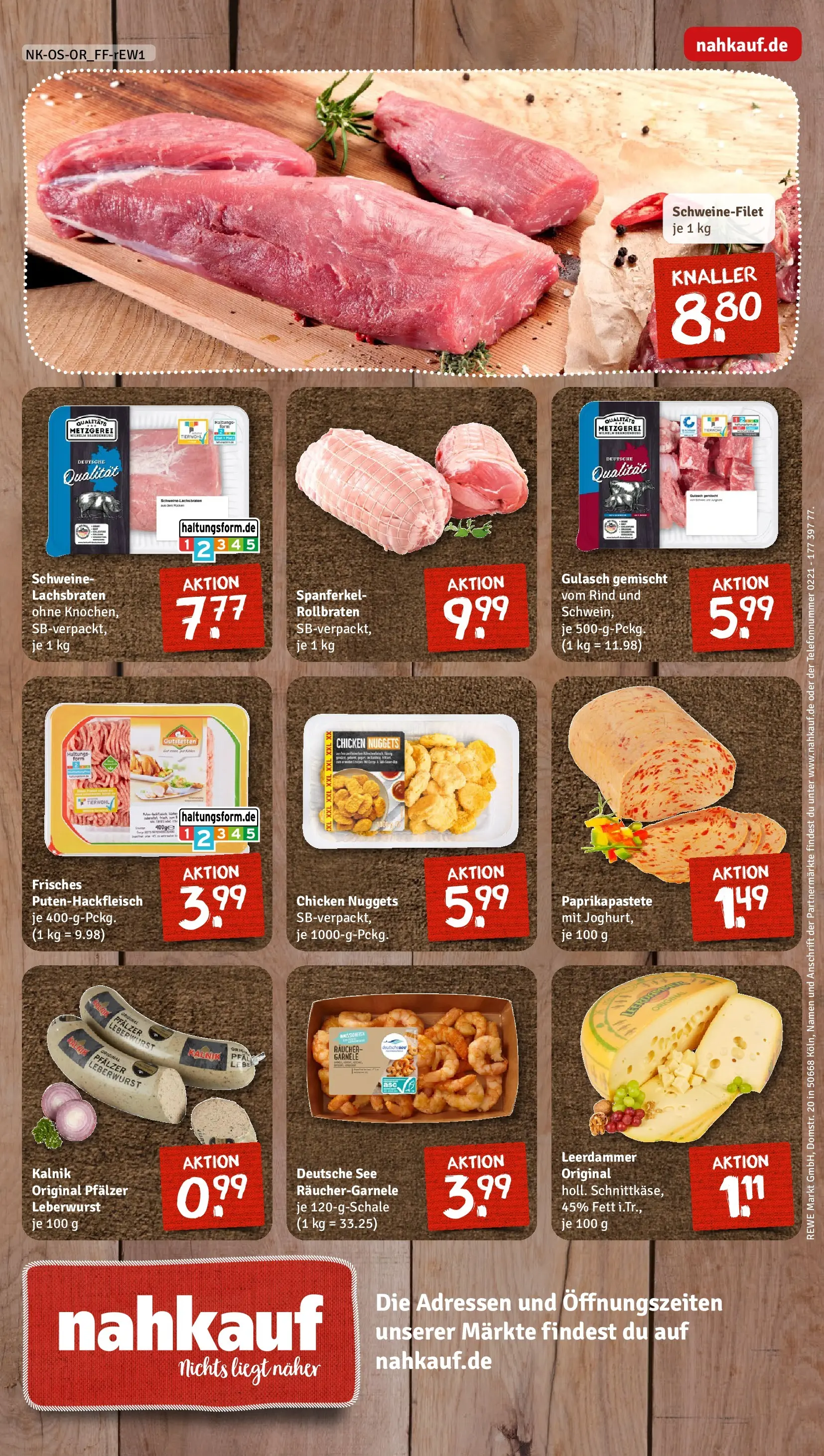 REWE Prospekt ab 22.02.2026 zum Blättern » Angebote | Seite: 12 | Produkte: Leerdammer, Schweinefilet, Lachs, Gulasch