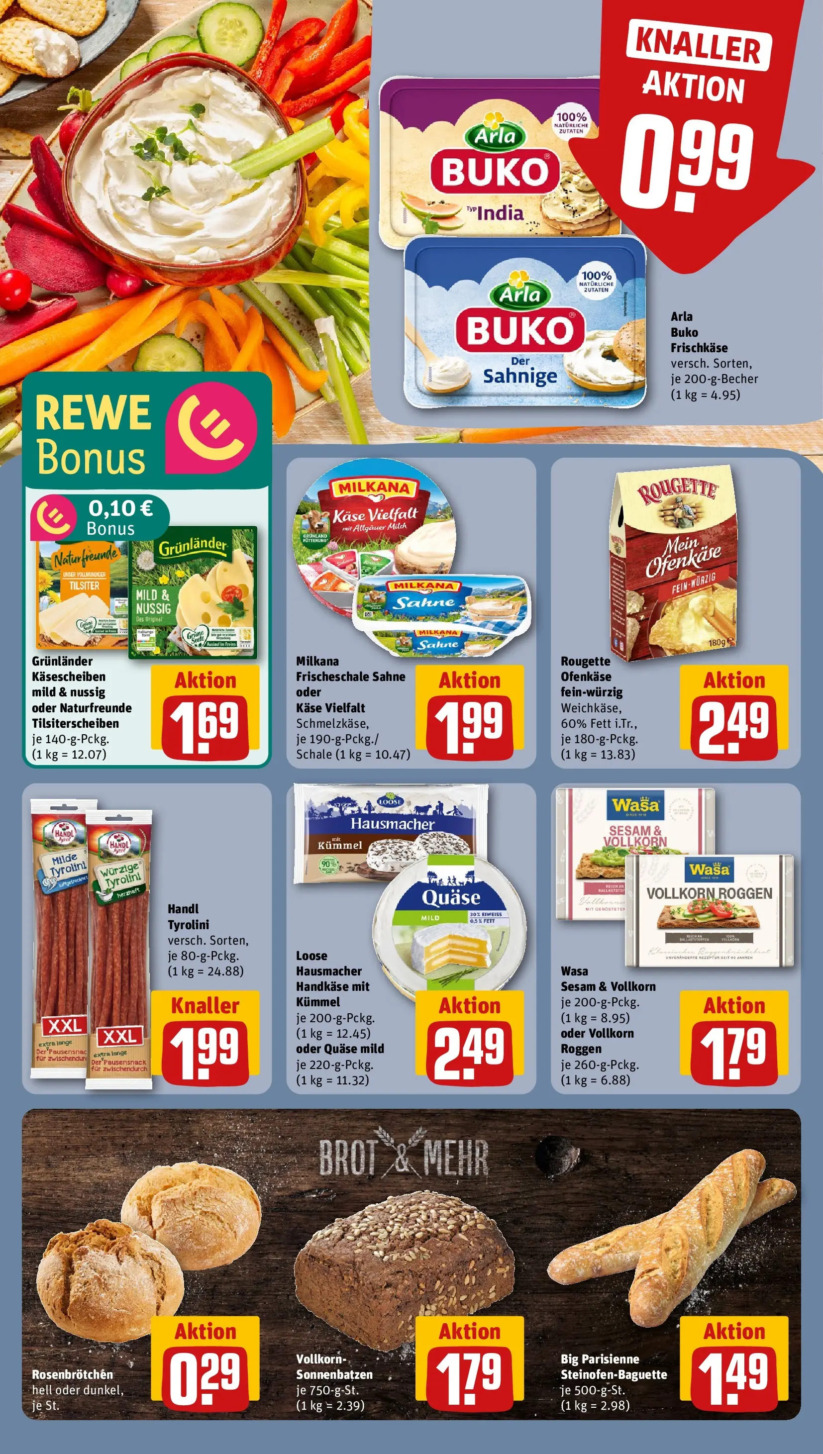 REWE Prospekt ab 22.02.2026 zum Blättern » Angebote | Seite: 12 | Produkte: Käse, Milkana, Baguette, Sahne