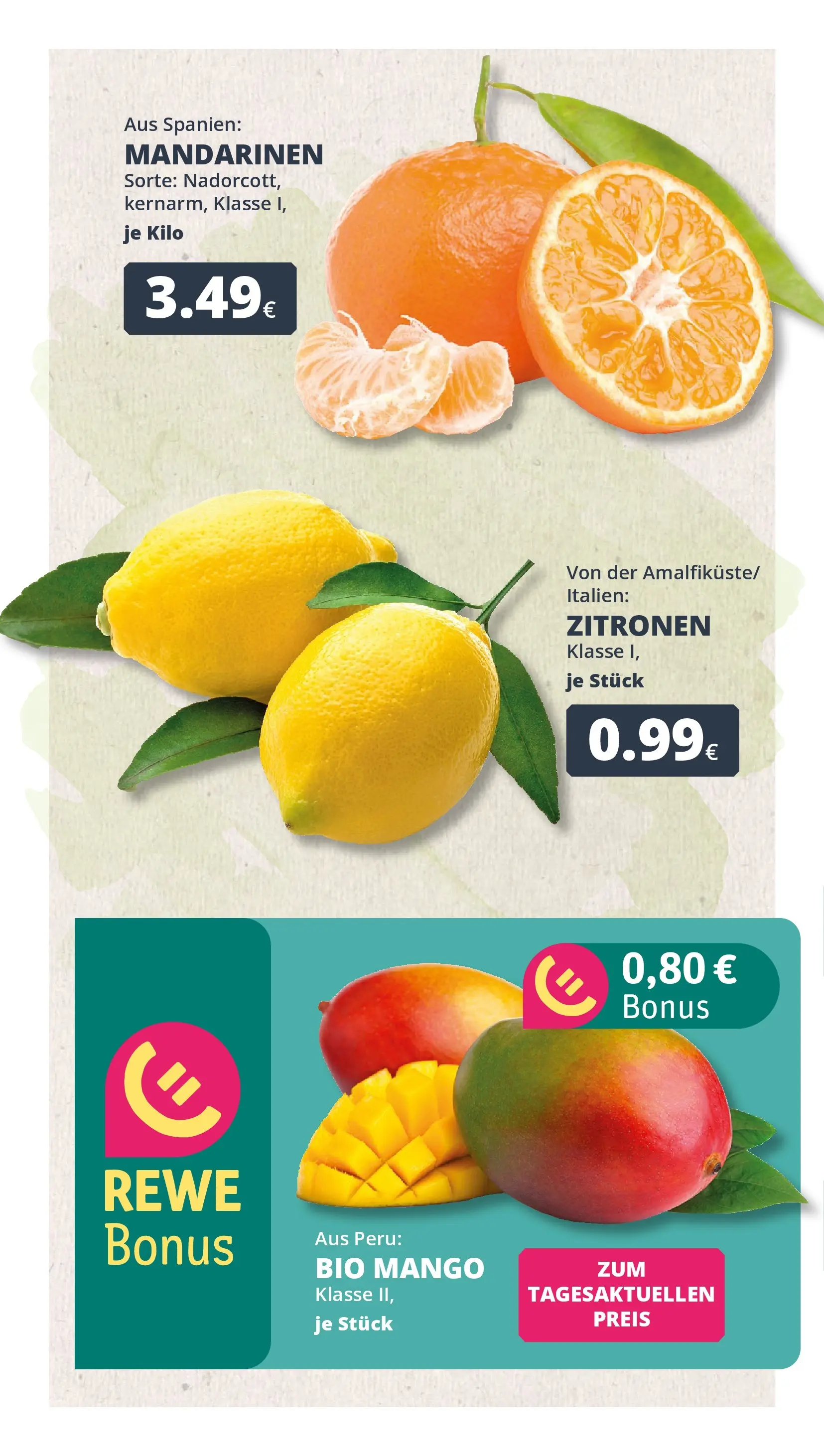 REWE Prospekt ab 22.02.2026 zum Blättern » Angebote | Seite: 2 | Produkte: Mandarinen, Mango, Zitronen