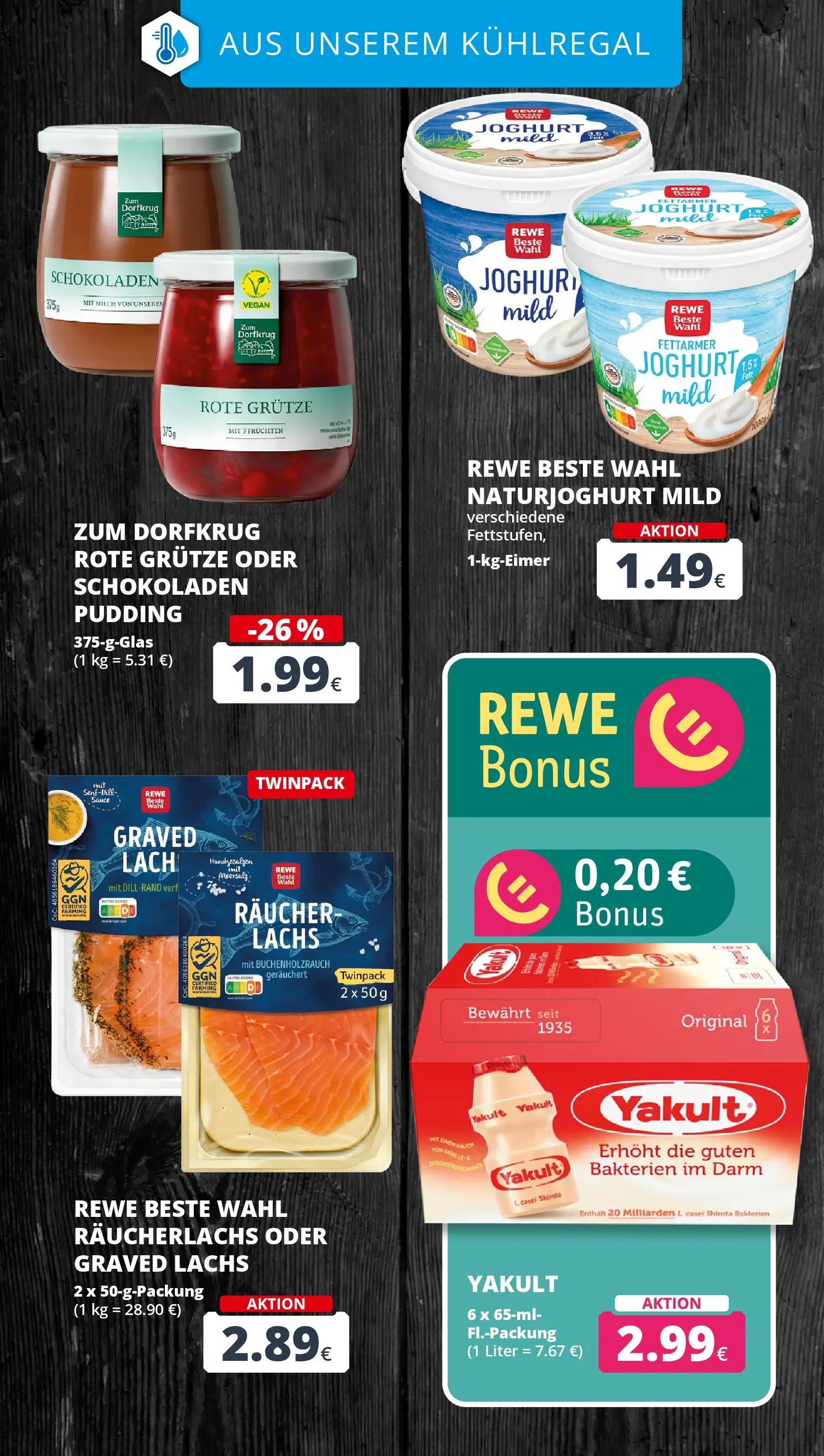 REWE Prospekt ab 22.02.2026 zum Blättern » Angebote | Seite: 15 | Produkte: Joghurt, Pudding, Lachs, Räucherlachs