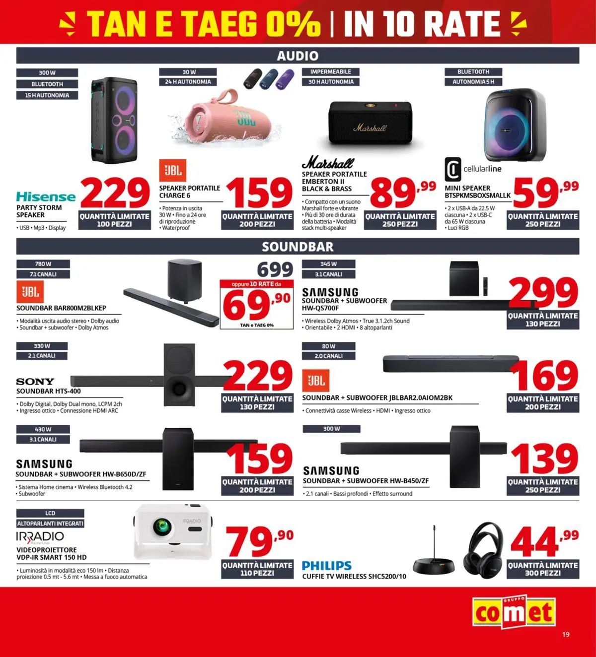 Nuovo Comet Tasso zero catalogo dal 19/02/2026 > offerte anteprima 🛍️ | Pagina: 19 | Prodotti: Soundbar, TV, Radio, Speaker