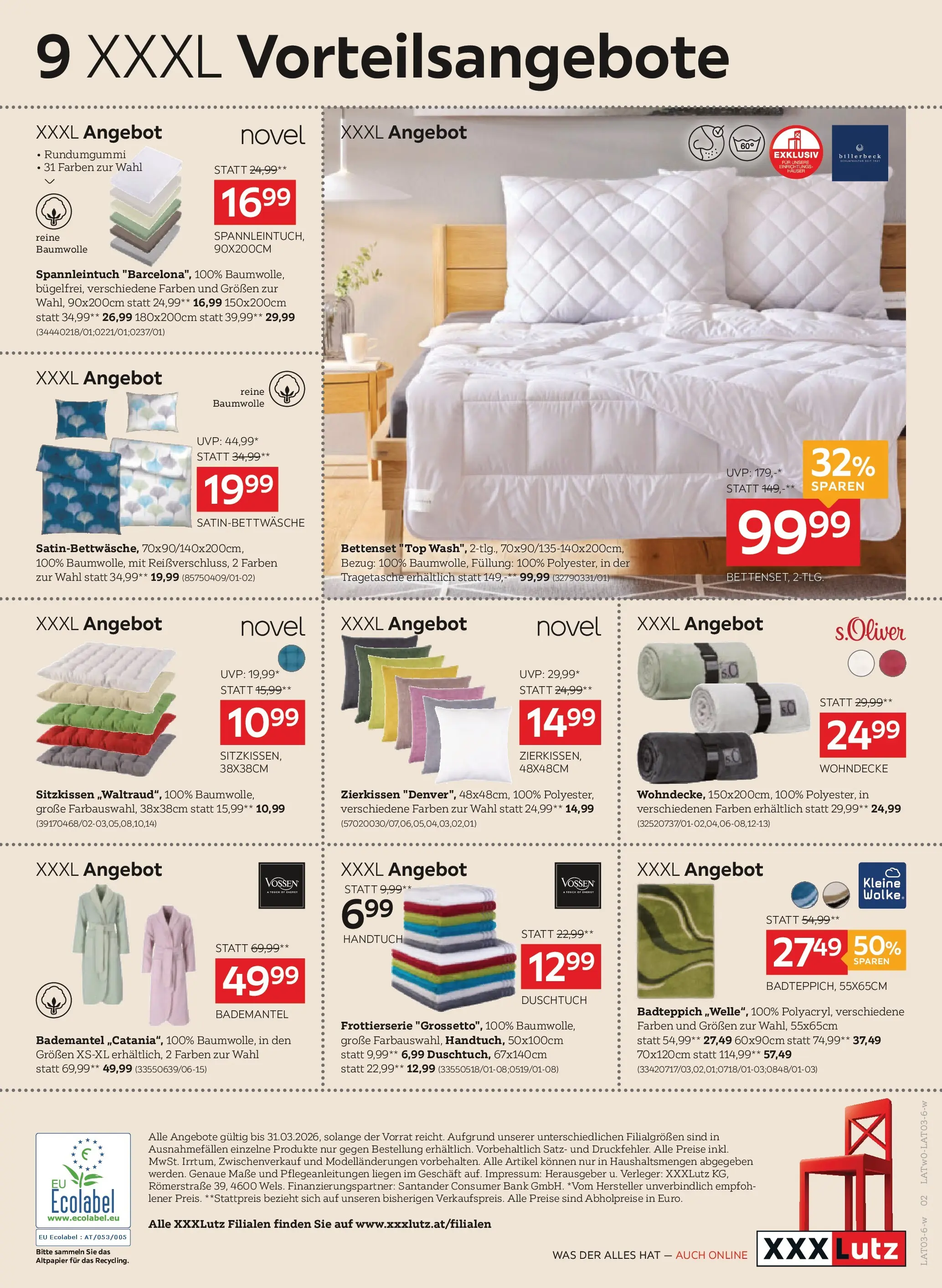 XXXLutz Gutscheinblatt Heimtex - Zell/See, Zams, Graz von 16.03.2026 - Aktuelle Angebote | Seite: 2 | Produkte: Bademantel