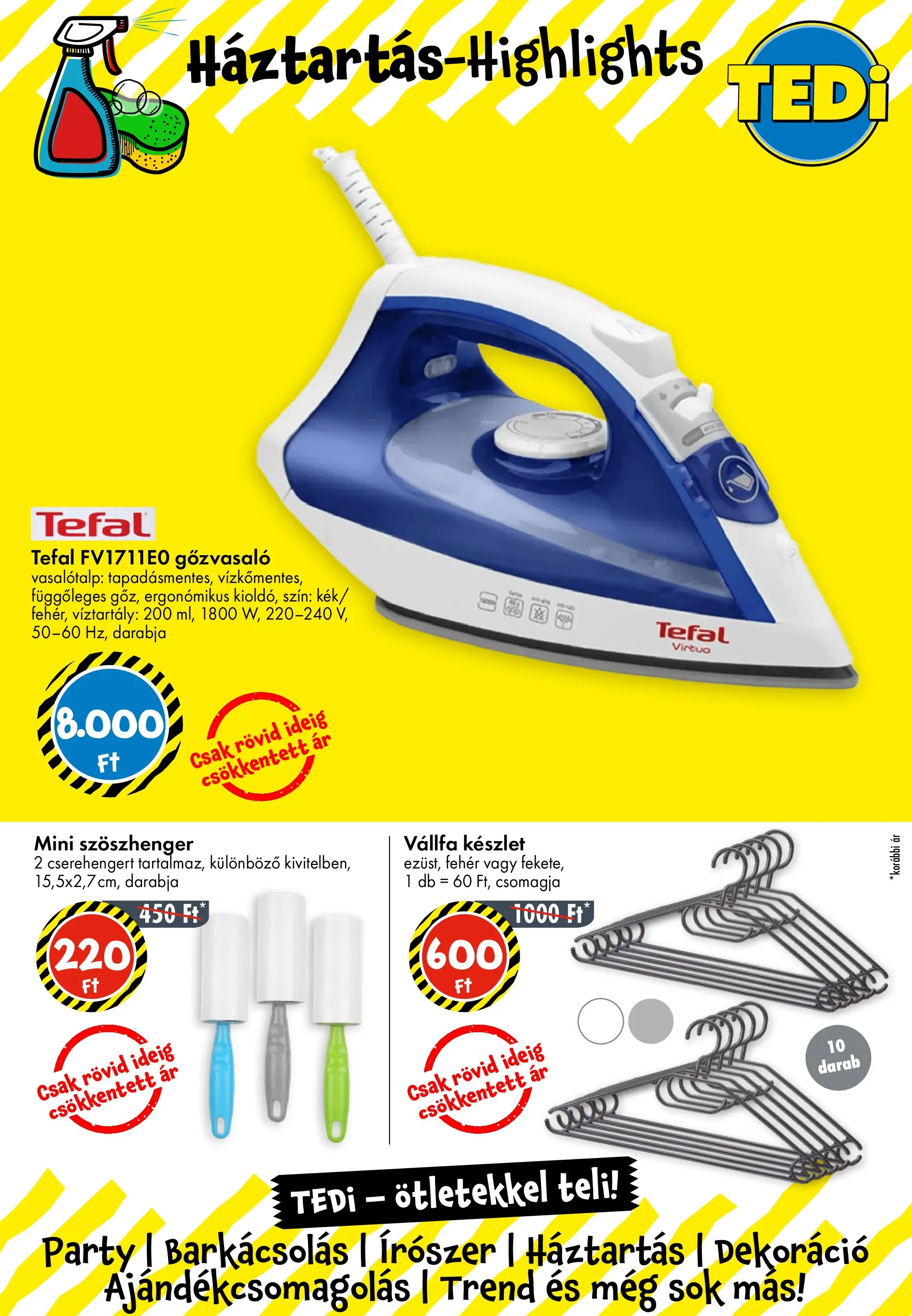 TEDi Akciós újság Gyula - 2026.02.20. -tól/töl > akció, lapozható szórólap 🛍️ | Oldal: 8 | Termékek: Tefal, Vállfa, Dekoráció