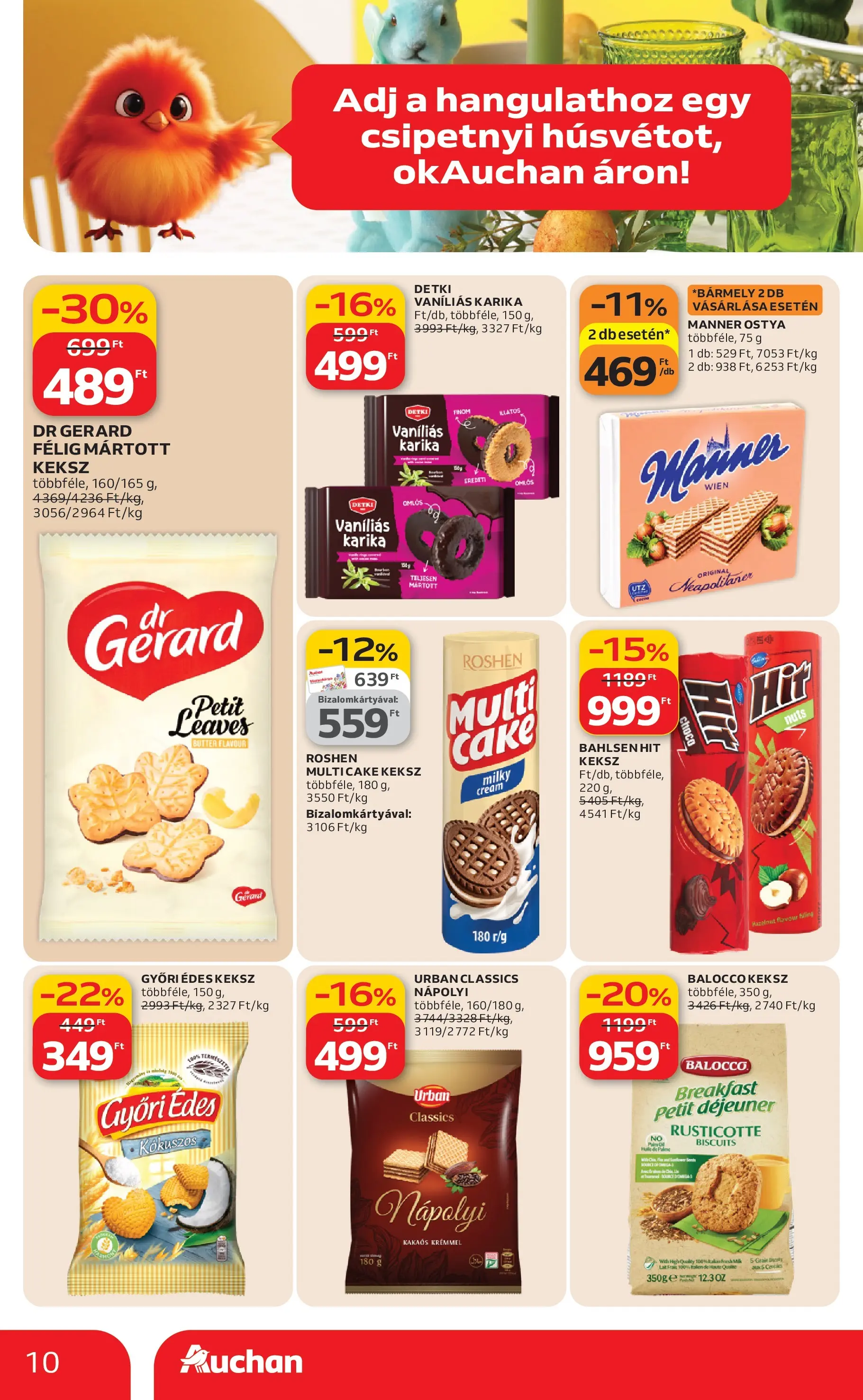 Auchan Akciós újság Miskolc - 2026.02.19. -tól/töl > akció, lapozható szórólap 🛍️ | Oldal: 10 | Termékek: Keksz, Nápolyi