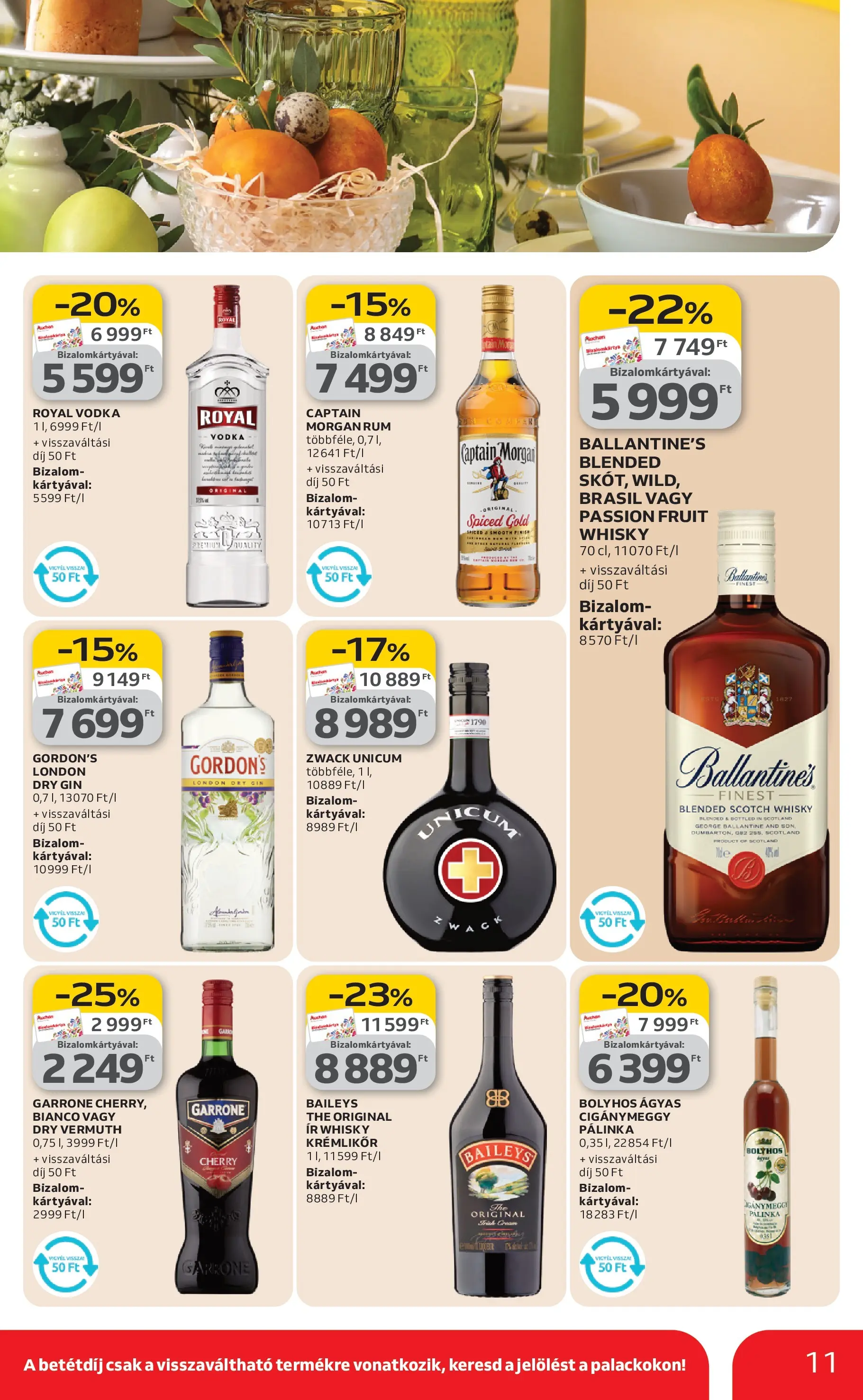 Auchan Akciós újság Miskolc - 2026.02.19. -tól/töl > akció, lapozható szórólap 🛍️ | Oldal: 11 | Termékek: Krémlikőr, Captain morgan, Gin, Whisky