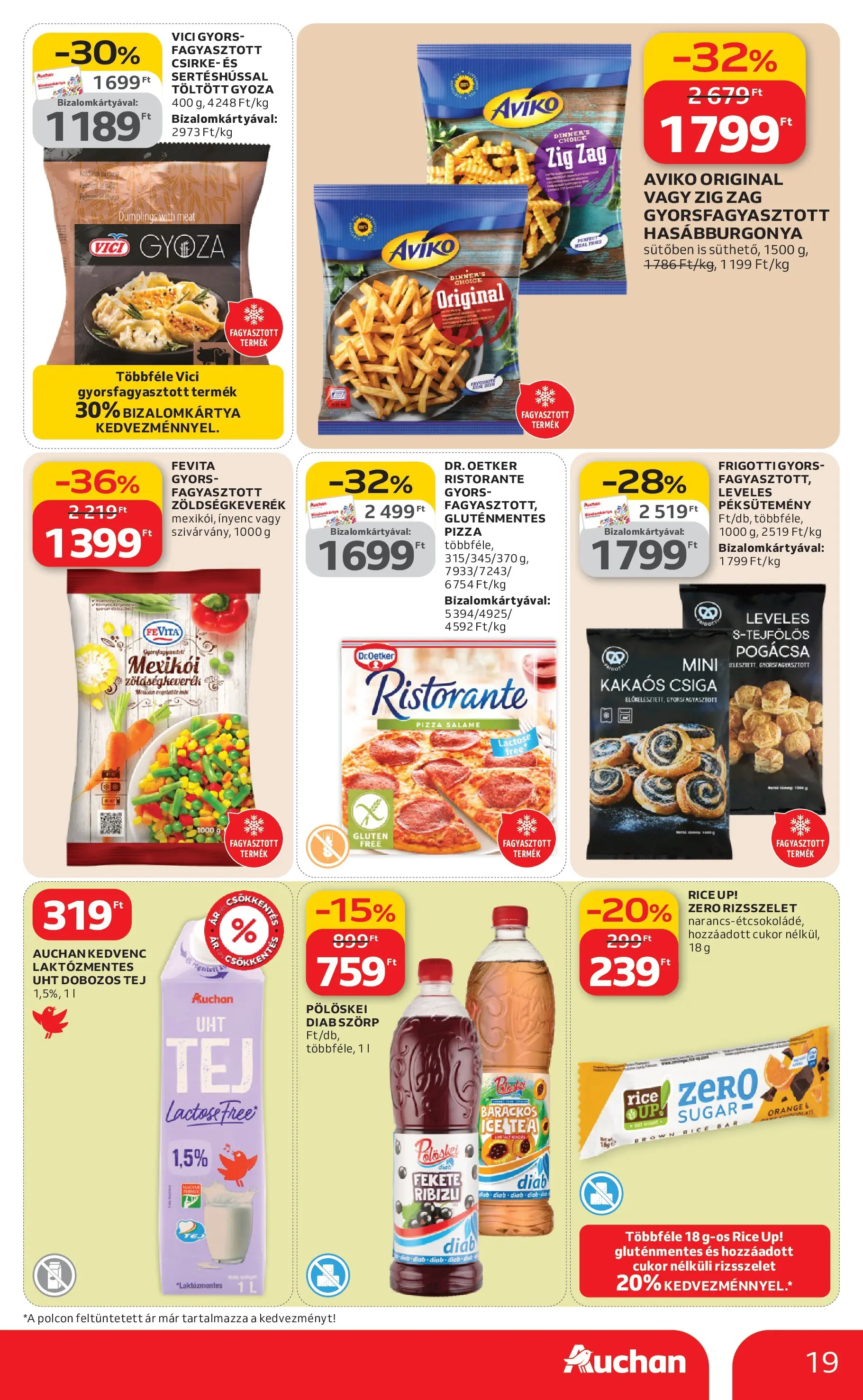 Auchan Akciós újság Miskolc - 2026.02.19. -tól/töl > akció, lapozható szórólap 🛍️ | Oldal: 19 | Termékek: Szörp, Zöldségkeverék, Gluténmentes, Cukor