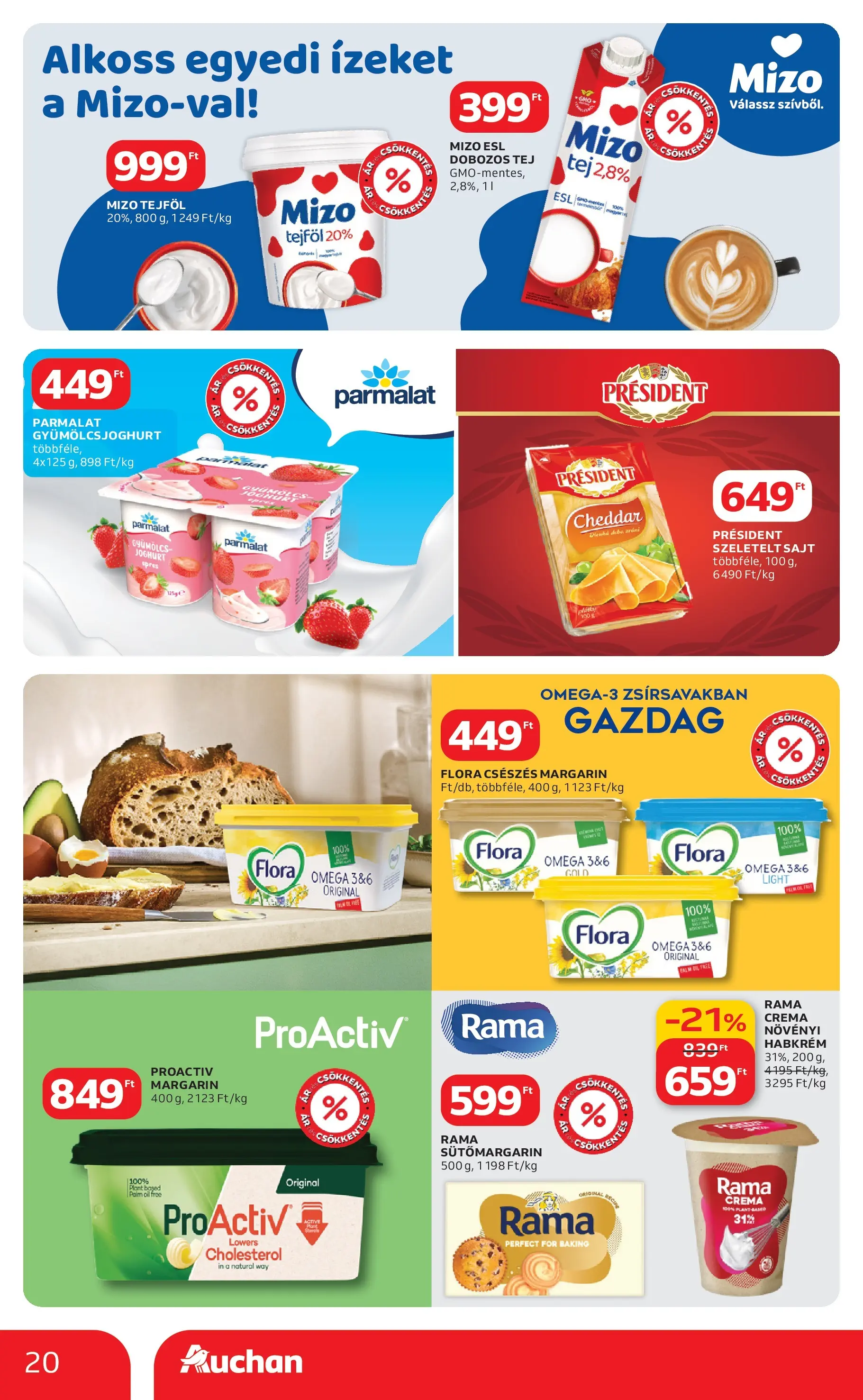 Auchan Akciós újság Miskolc - 2026.02.19. -tól/töl > akció, lapozható szórólap 🛍️ | Oldal: 20 | Termékek: Tej, Sajt, Joghurt, Cheddar