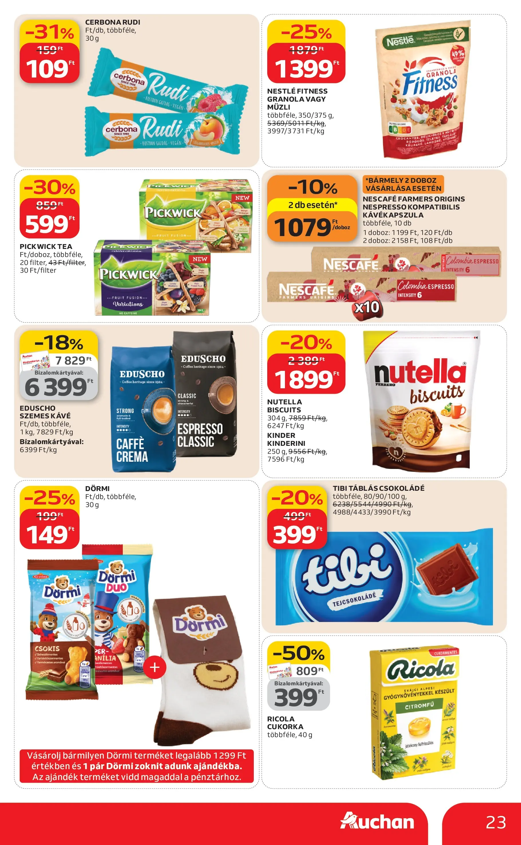 Auchan Akciós újság Miskolc - 2026.02.19. -tól/töl > akció, lapozható szórólap 🛍️ | Oldal: 23 | Termékek: Müzli, Pick, Csokoládé, Szemes kávé