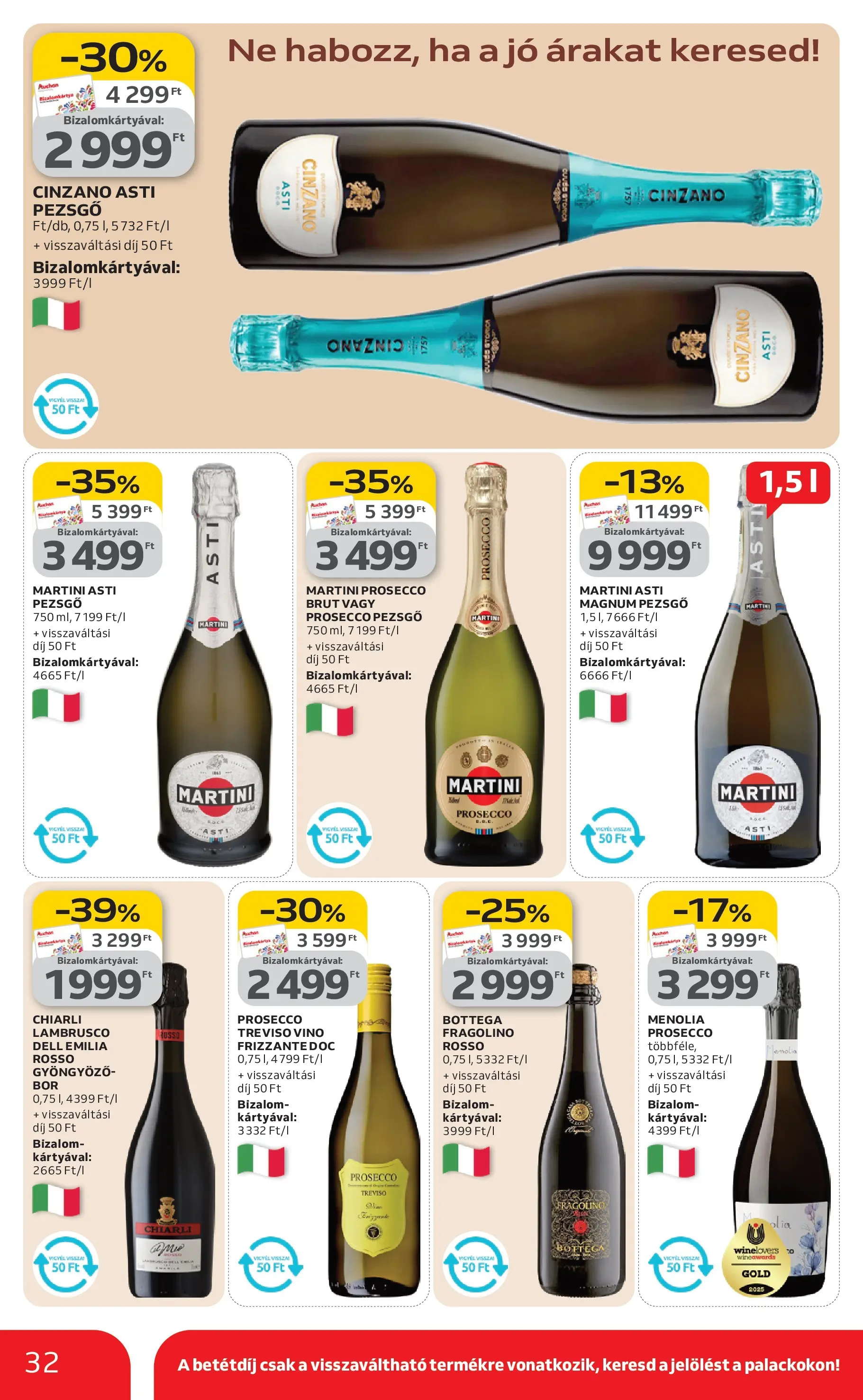 Auchan Akciós újság Miskolc - 2026.02.19. -tól/töl > akció, lapozható szórólap 🛍️ | Oldal: 32 | Termékek: Magnum, Pezsgő