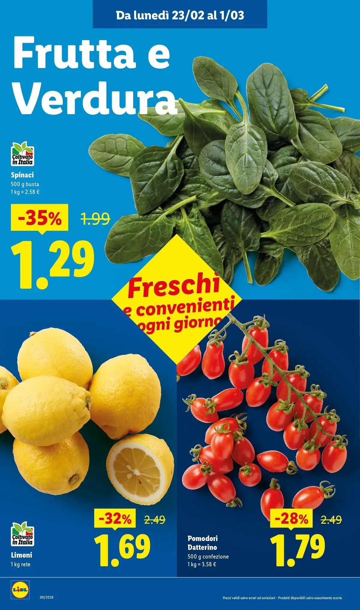 LIDL volantino della prossima settimana dal ﻿22/02/2026﻿ 📣 | Pagina: 2 | Prodotti: Frutta, Pomodori, Spinaci