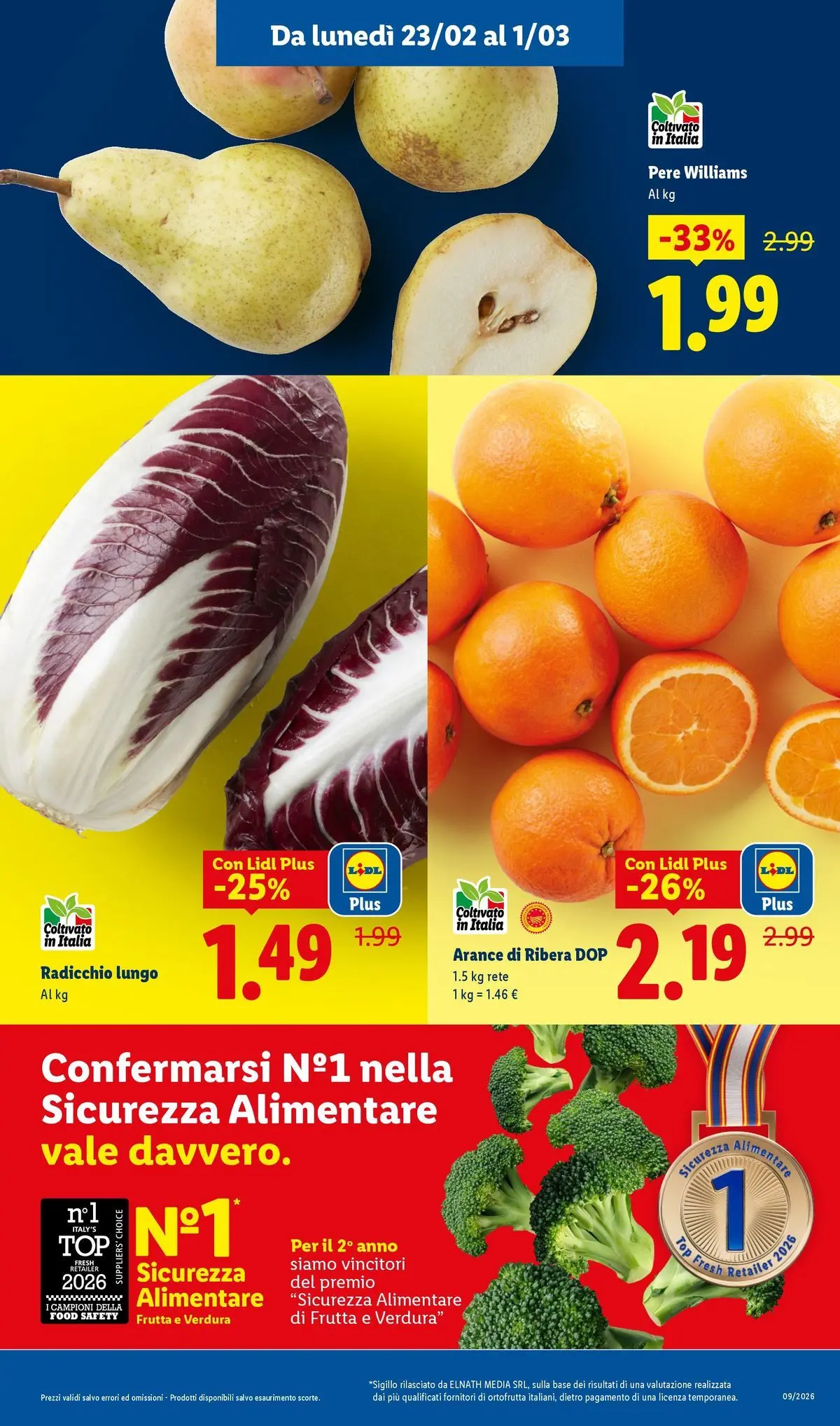 LIDL volantino della prossima settimana dal ﻿22/02/2026﻿ 📣 | Pagina: 3 | Prodotti: Arance, Frutta, Top