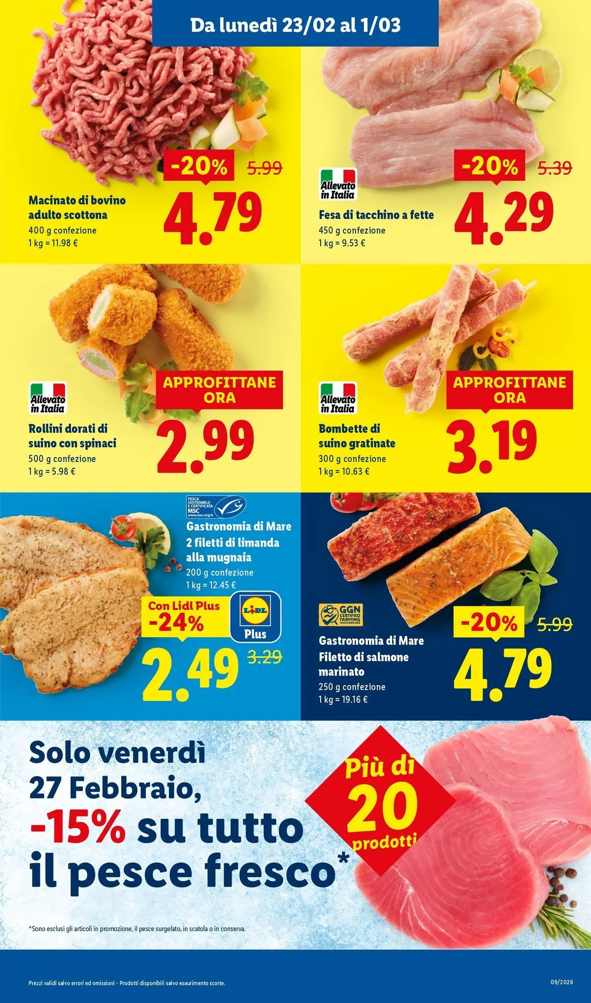 LIDL volantino della prossima settimana dal ﻿22/02/2026﻿ 📣 | Pagina: 5 | Prodotti: Salmone, Pesce, Tacchino, Spinaci