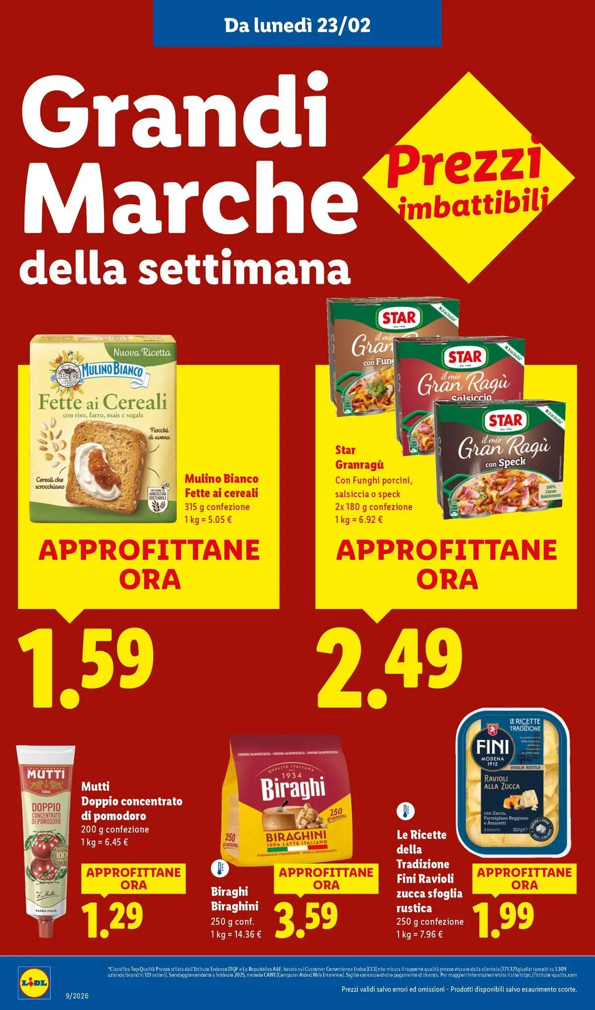 LIDL volantino della prossima settimana dal ﻿22/02/2026﻿ 📣 | Pagina: 12 | Prodotti: Fiocchi, Top, Ragú, Parmigiano