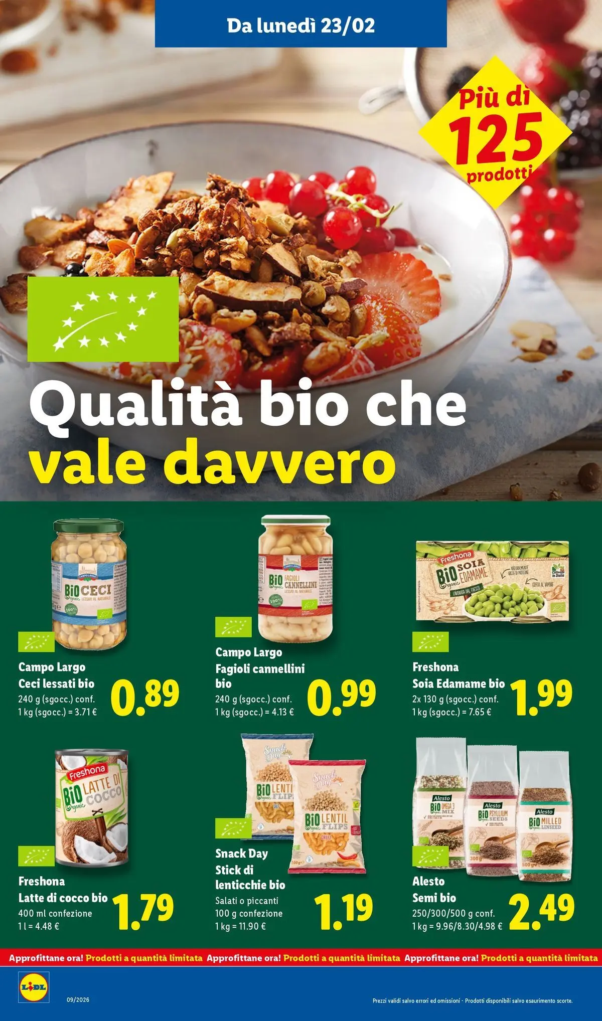 LIDL volantino della prossima settimana dal ﻿22/02/2026﻿ 📣 | Pagina: 22 | Prodotti: Ceci, Lenticchie, Latte, Cocco