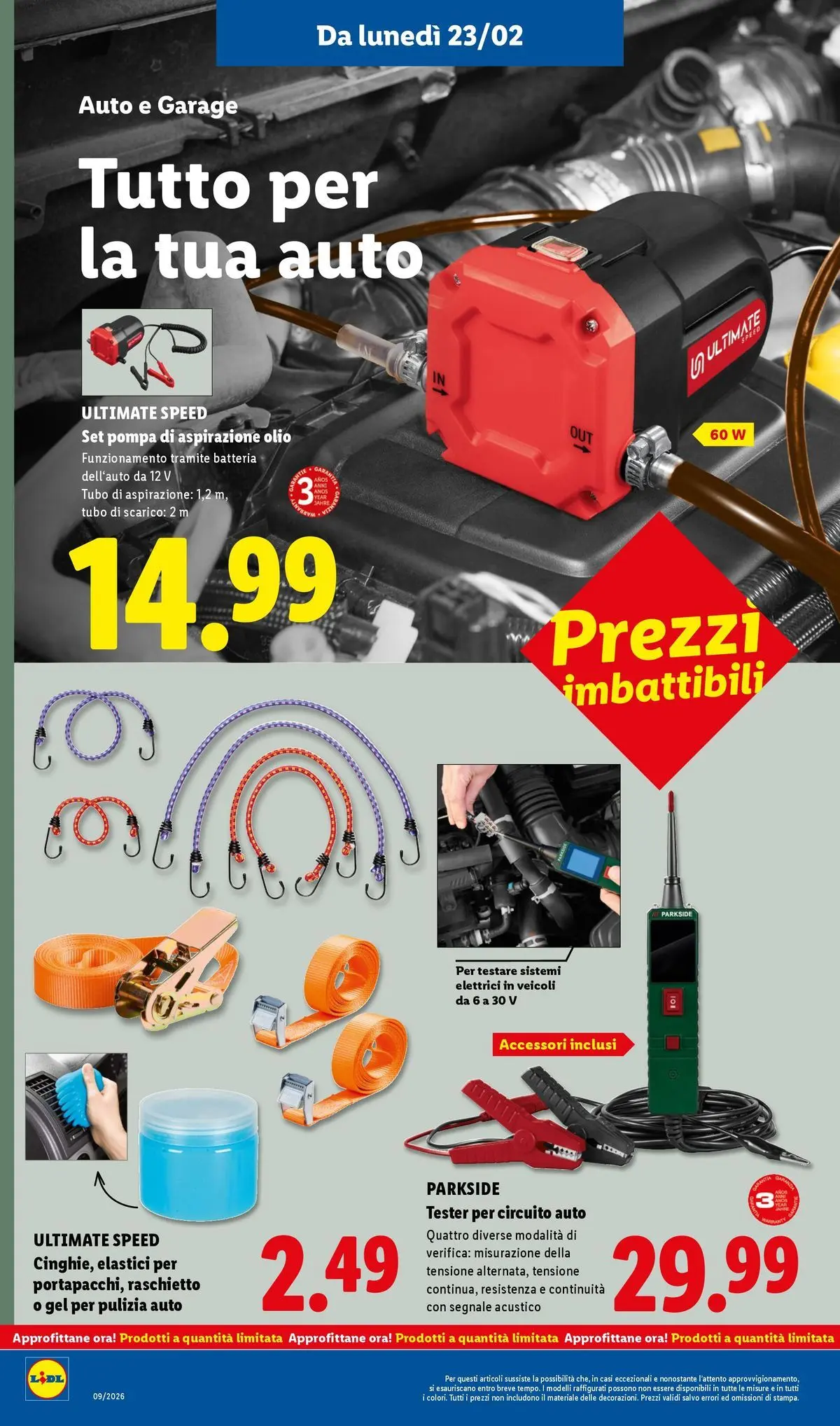 LIDL volantino della prossima settimana dal ﻿22/02/2026﻿ 📣 | Pagina: 26 | Prodotti: Olio, Tubo, Batteria, Elastici