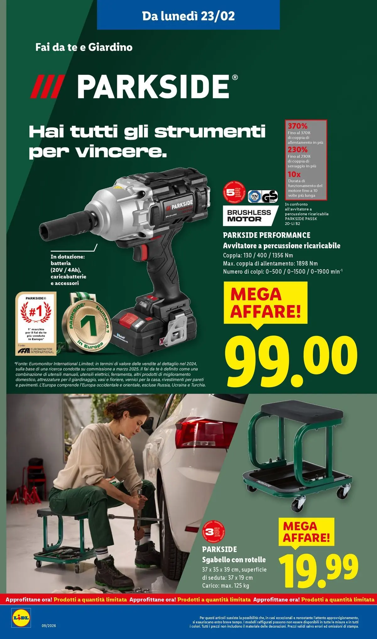 LIDL volantino della prossima settimana dal ﻿22/02/2026﻿ 📣 | Pagina: 28 | Prodotti: Avvitatore, Sgabello, Batteria, Caricabatterie